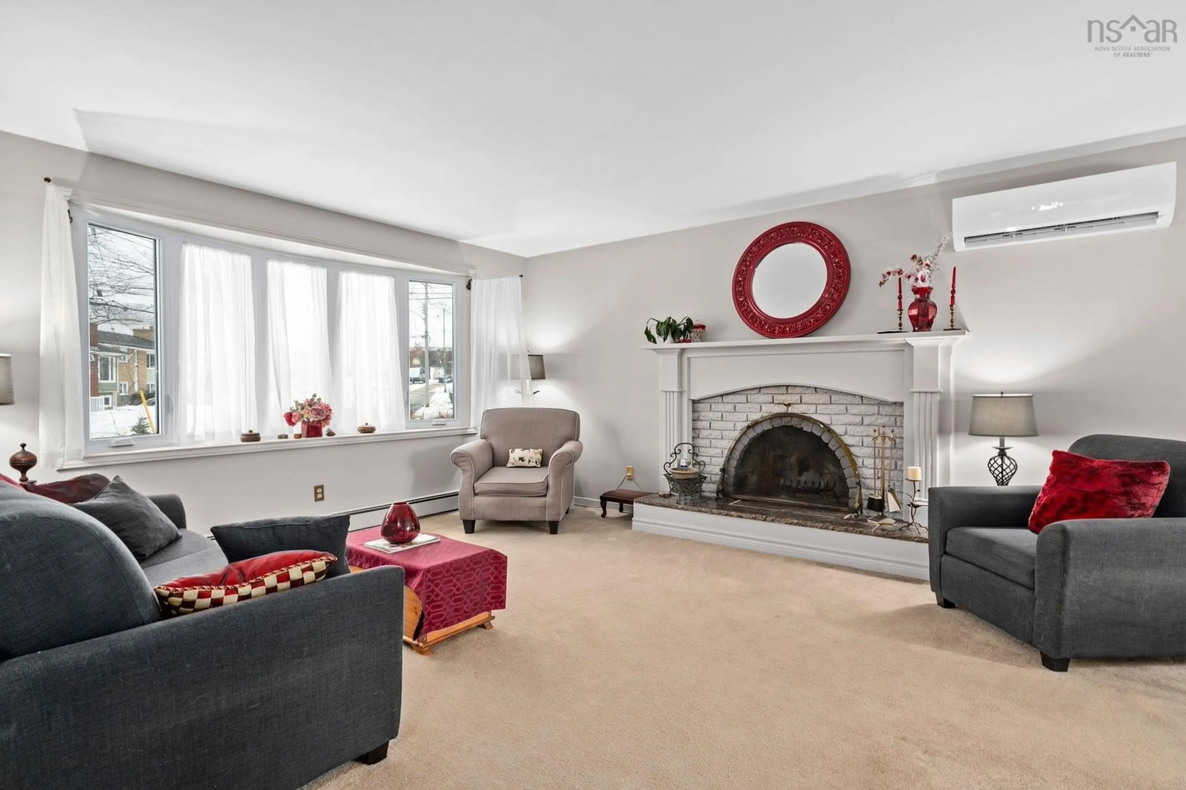 Living room with furniture, carpet floor for 10 Irvin Cross Place, Dartmouth Nova Scotia B2W 3Y9