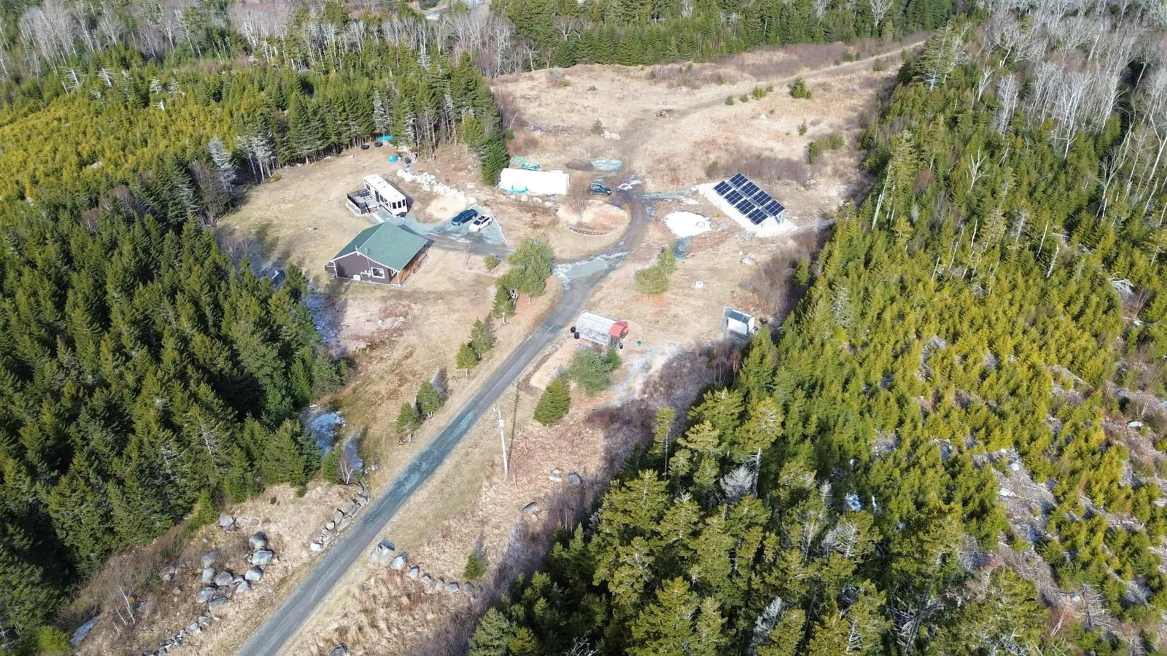 A pic from outside/outdoor area/front of a property/back of a property/a pic from drone, forest/trees view for 24 Wades Lane, Seabright Nova Scotia B3Z 3E3