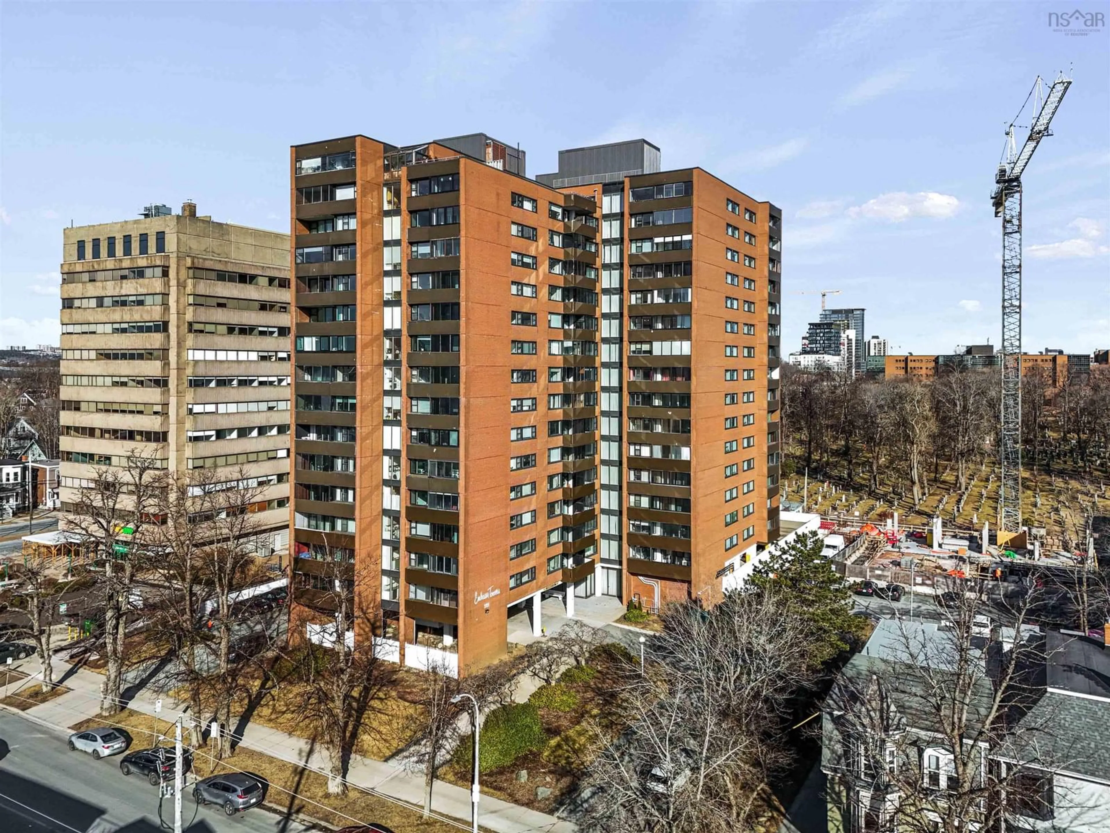 A pic from outside/outdoor area/front of a property/back of a property/a pic from drone, city buildings view from balcony for 5959 Spring Garden Rd #1008, Halifax Nova Scotia B3H 1Y5