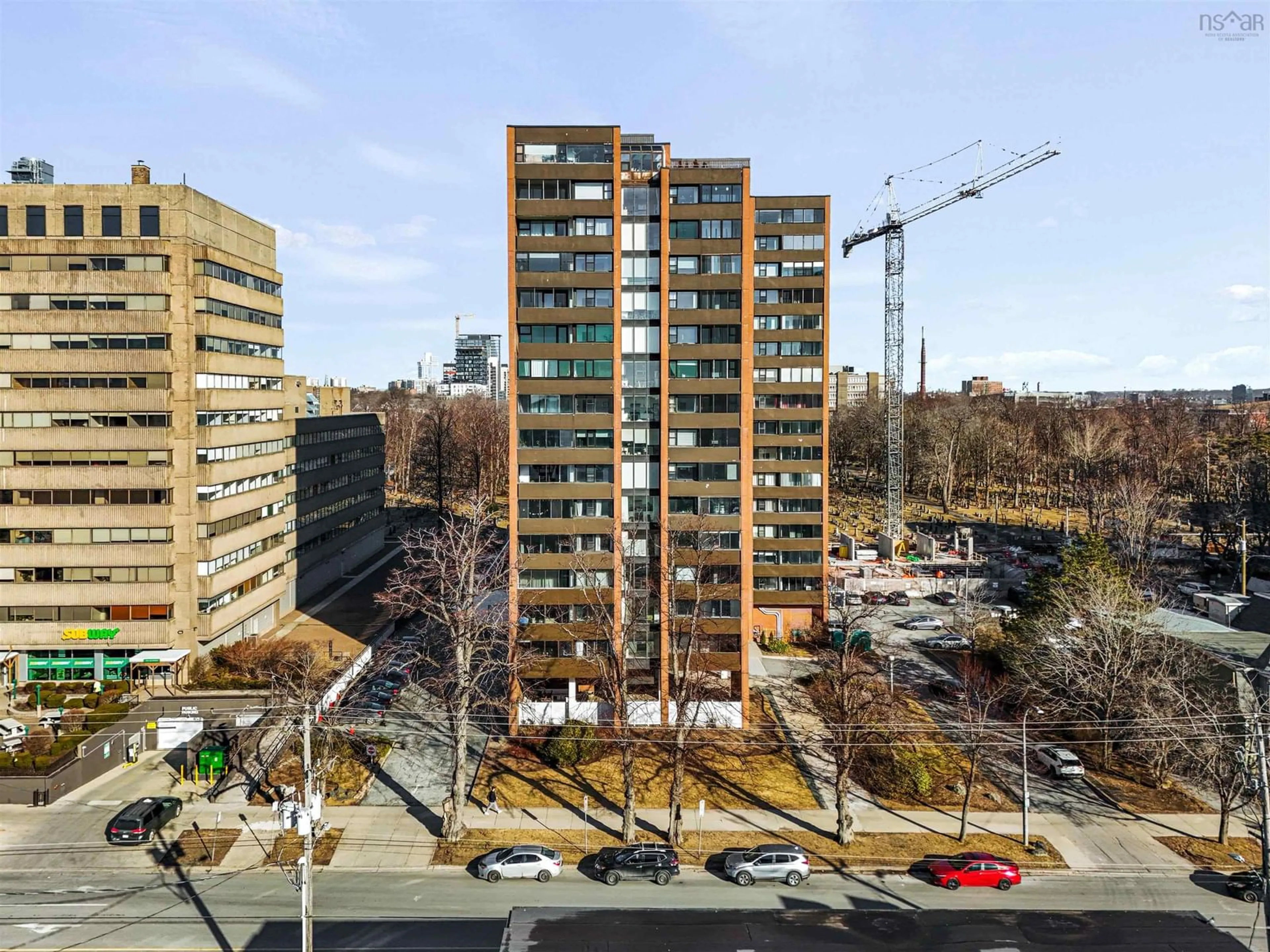 A pic from outside/outdoor area/front of a property/back of a property/a pic from drone, city buildings view from balcony for 5959 Spring Garden Rd #1008, Halifax Nova Scotia B3H 1Y5