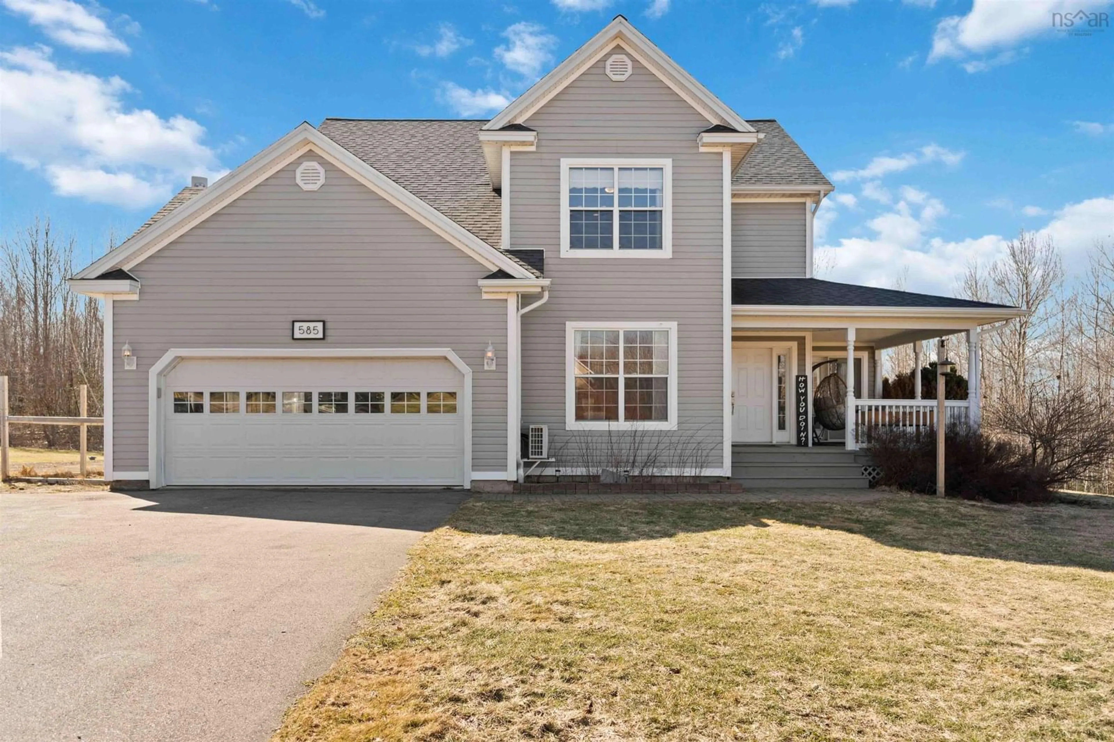 Home with vinyl exterior material, street for 585 Greenwood Rd, Harmony Nova Scotia B0P 1R0