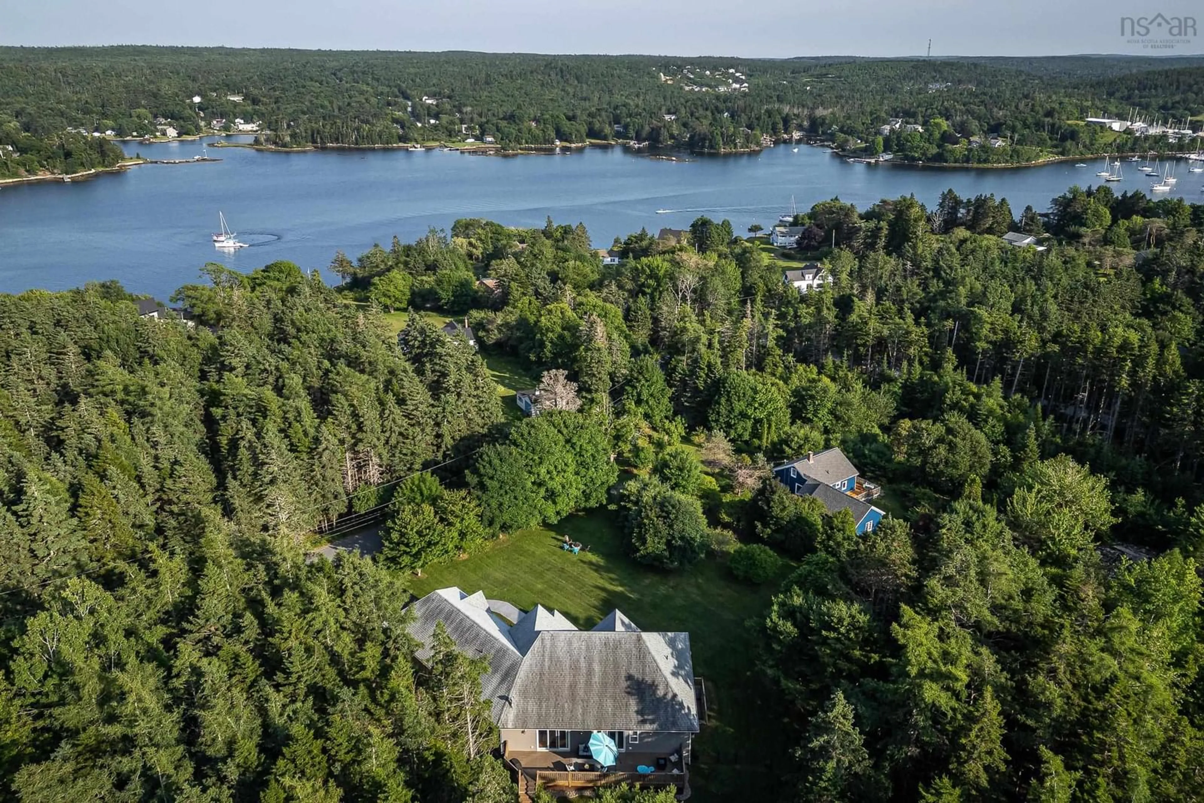A pic from outside/outdoor area/front of a property/back of a property/a pic from drone, water/lake/river/ocean view for 331 Masons Point Rd, Head Of St. Margarets Bay Nova Scotia B3Z 1Z1