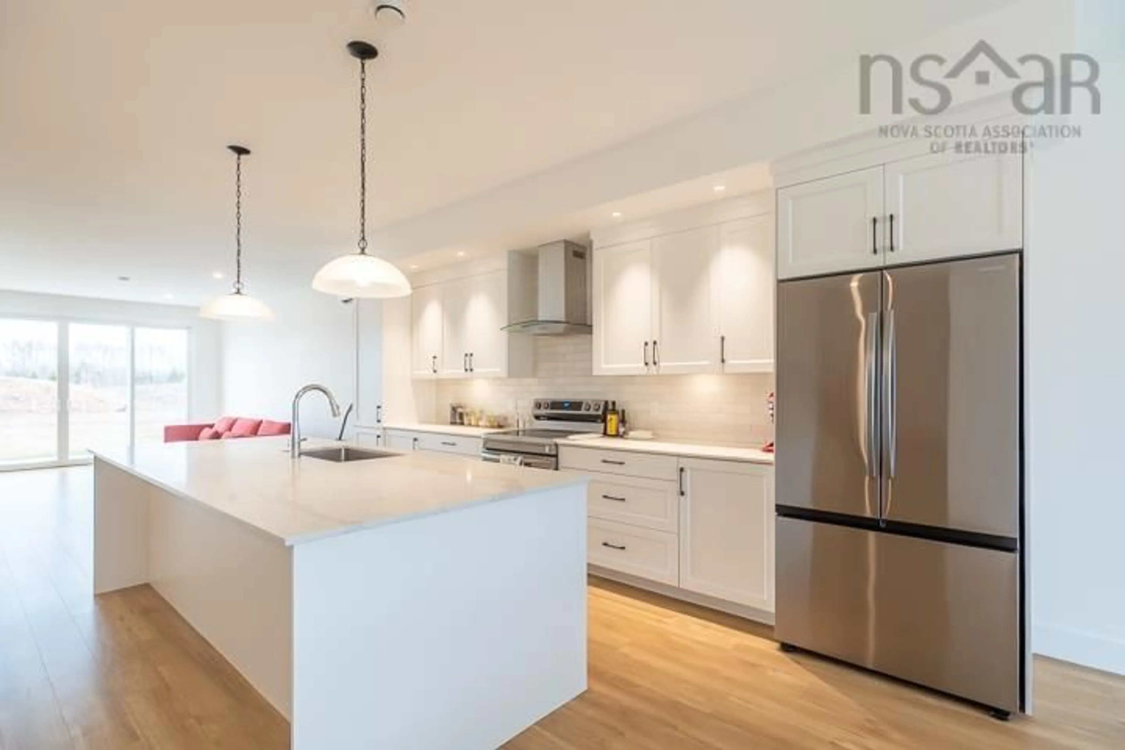 Open concept kitchen, wood/laminate floor for 55 Brianna Dr, Lantz Nova Scotia B2S 0K3