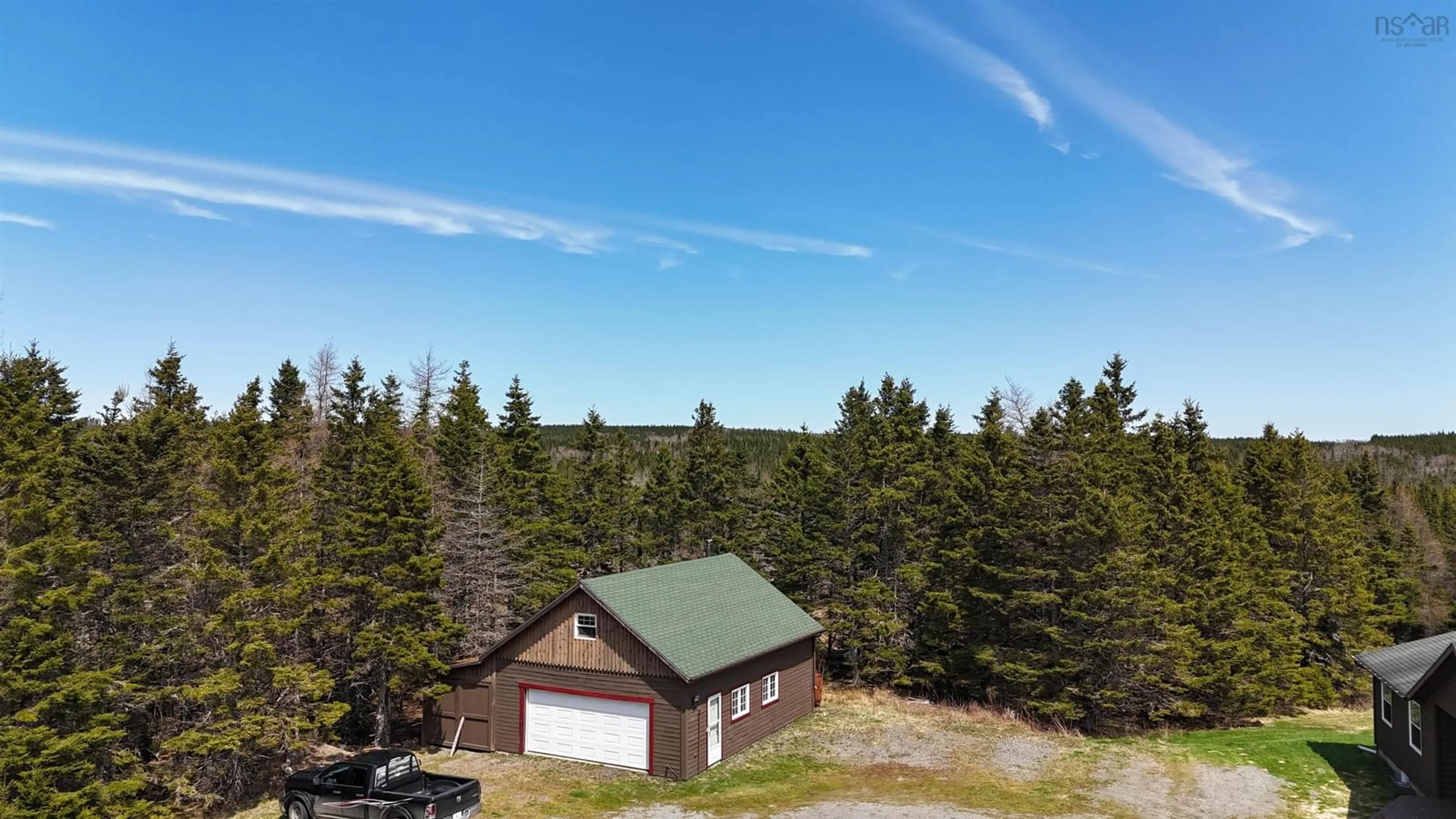 A pic from outside/outdoor area/front of a property/back of a property/a pic from drone, forest/trees view for 923 Soldiers Cove Rd, Lewis Cove Road Nova Scotia B0E 3B0