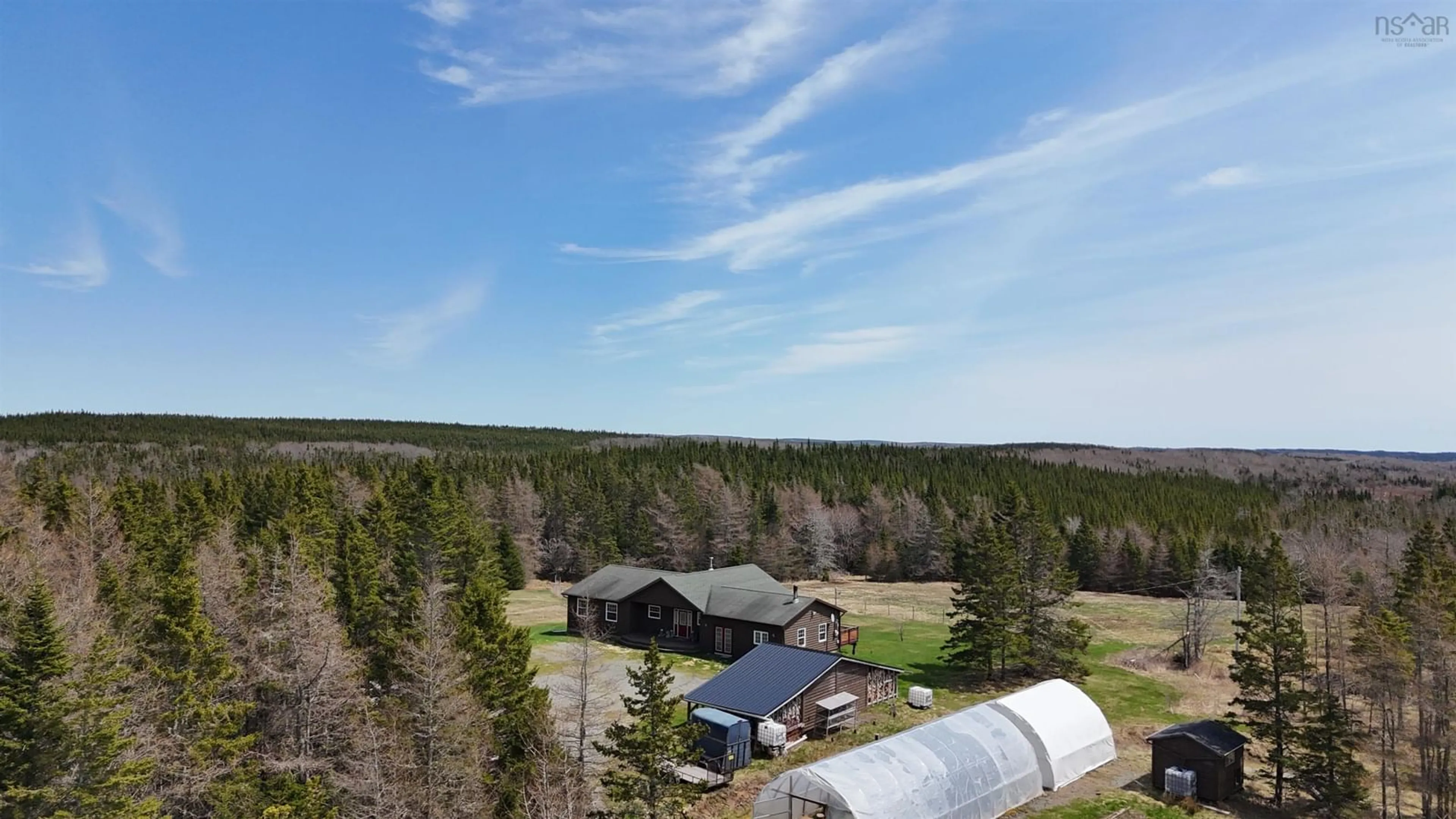 A pic from outside/outdoor area/front of a property/back of a property/a pic from drone, forest/trees view for 923 Soldiers Cove Rd, Lewis Cove Road Nova Scotia B0E 3B0