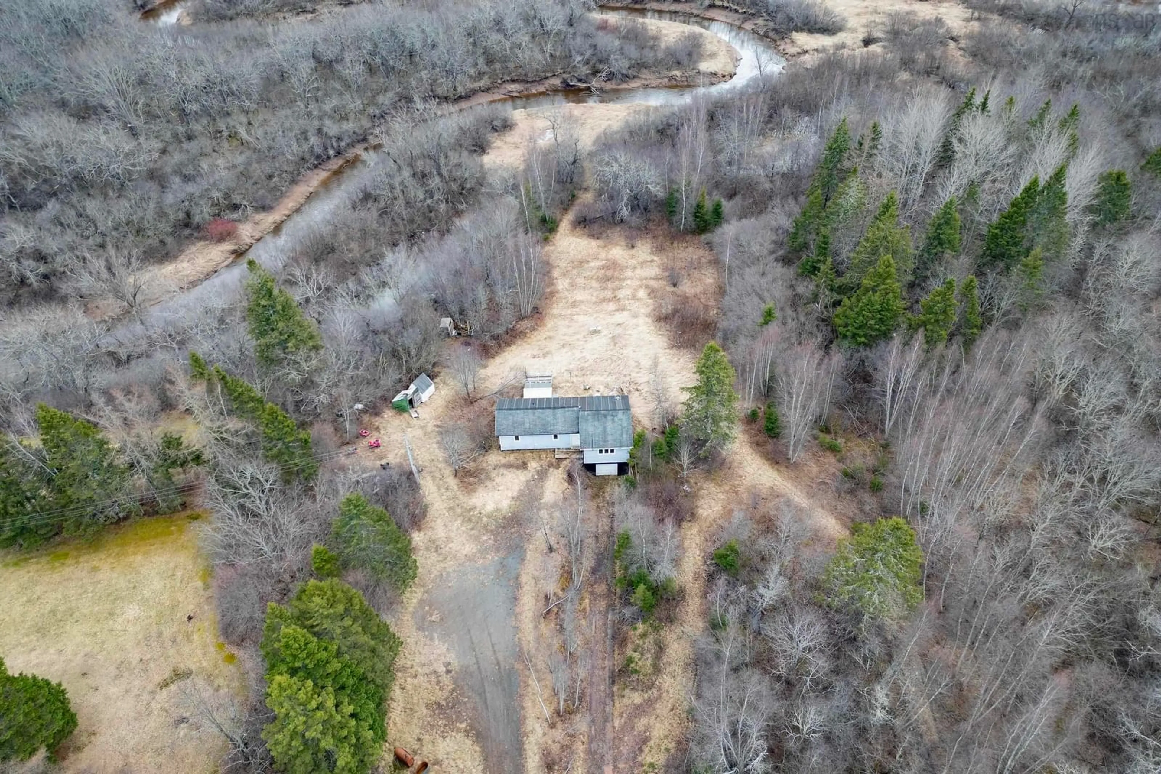 A pic from outside/outdoor area/front of a property/back of a property/a pic from drone, forest/trees view for 344 Little Forks Rd, Little Forks Nova Scotia B0M 1W0