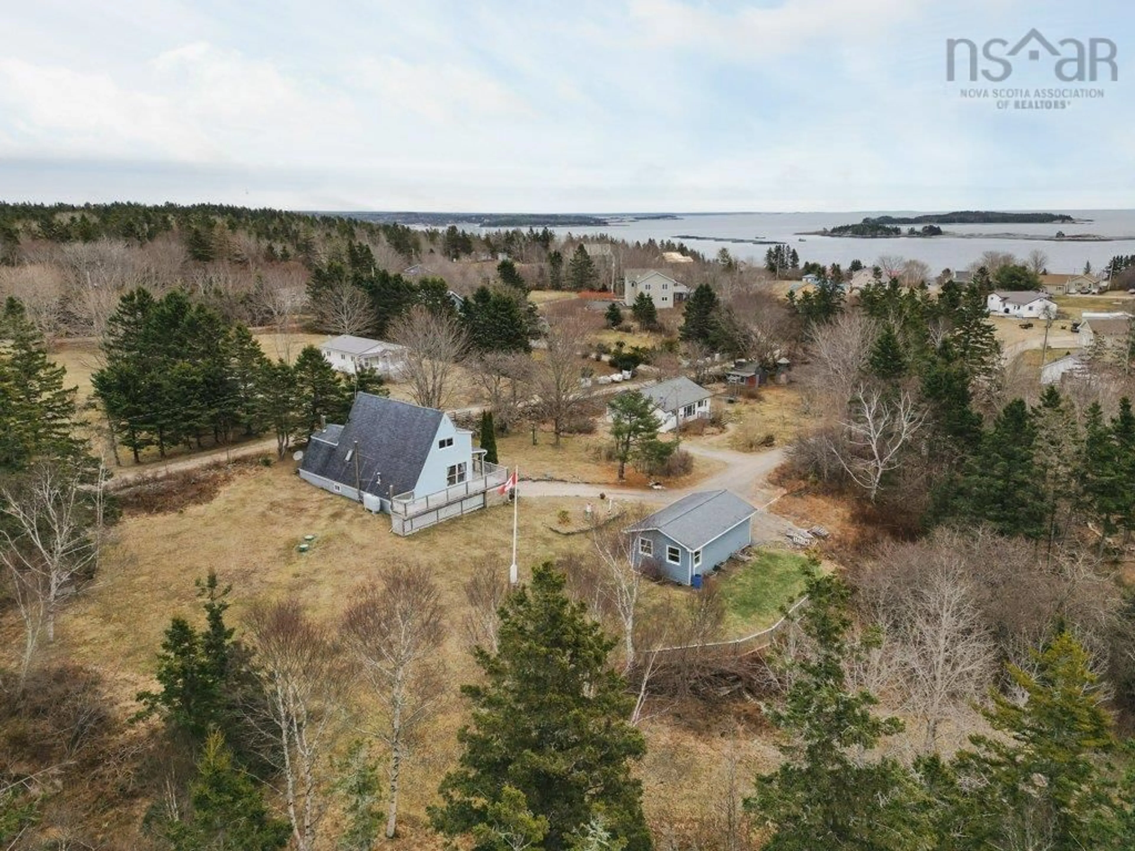 A pic from outside/outdoor area/front of a property/back of a property/a pic from drone, water/lake/river/ocean view for 70 Hennigar Lane, Bayswater Nova Scotia B0J 1T0