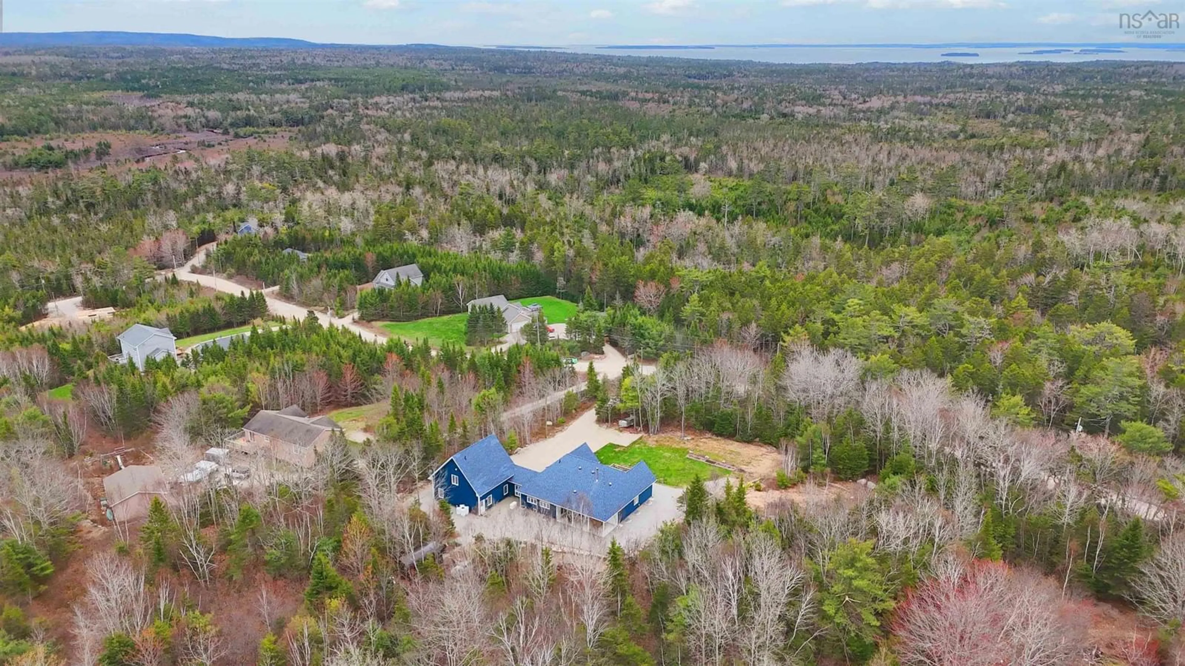 A pic from outside/outdoor area/front of a property/back of a property/a pic from drone, forest/trees view for 113 Langille Estates Dr, Simms Settlement Nova Scotia B0J 1T0