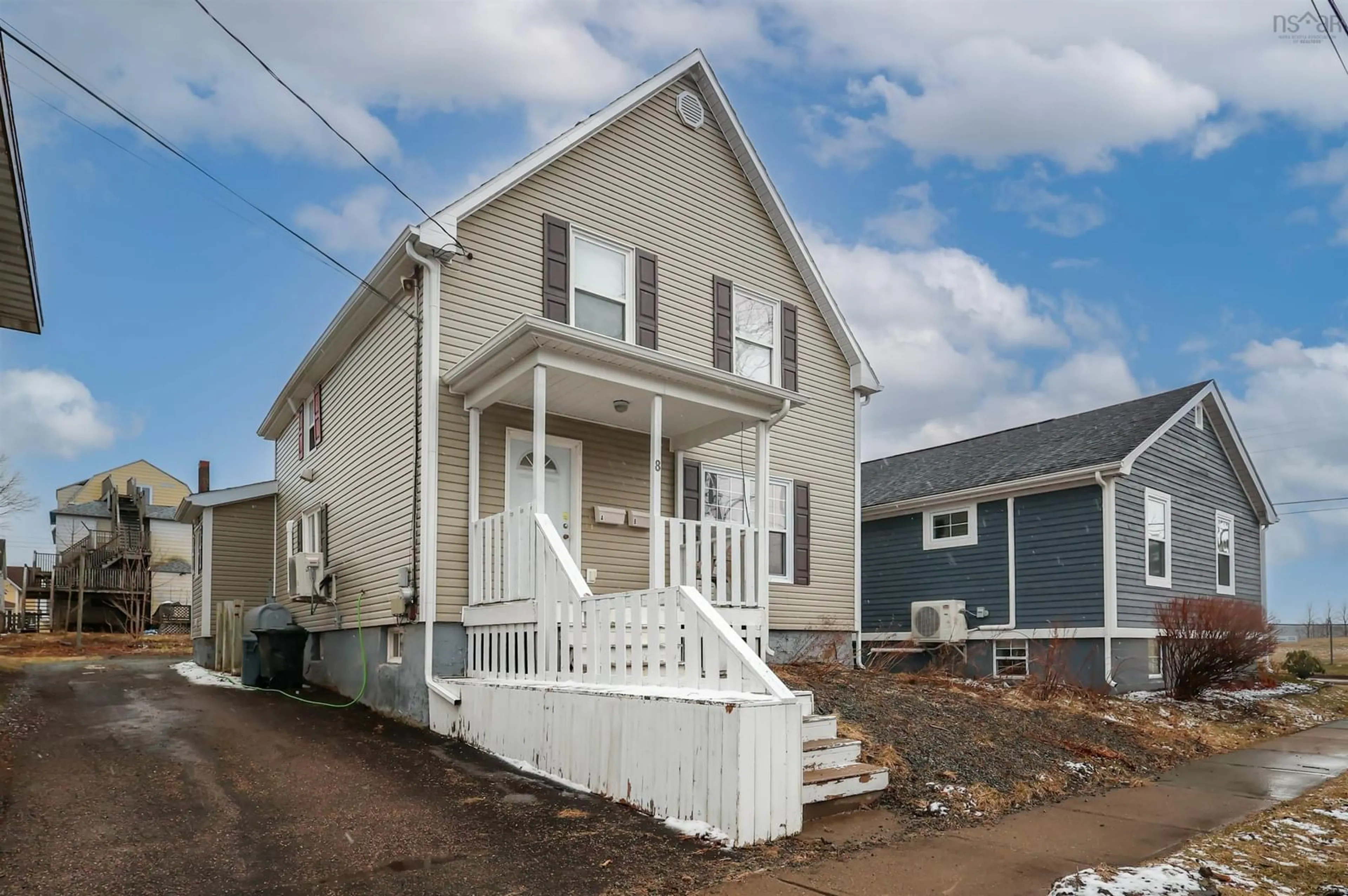Home with vinyl exterior material, street for 8 Campbell St, Sydney Nova Scotia B1P 1E9