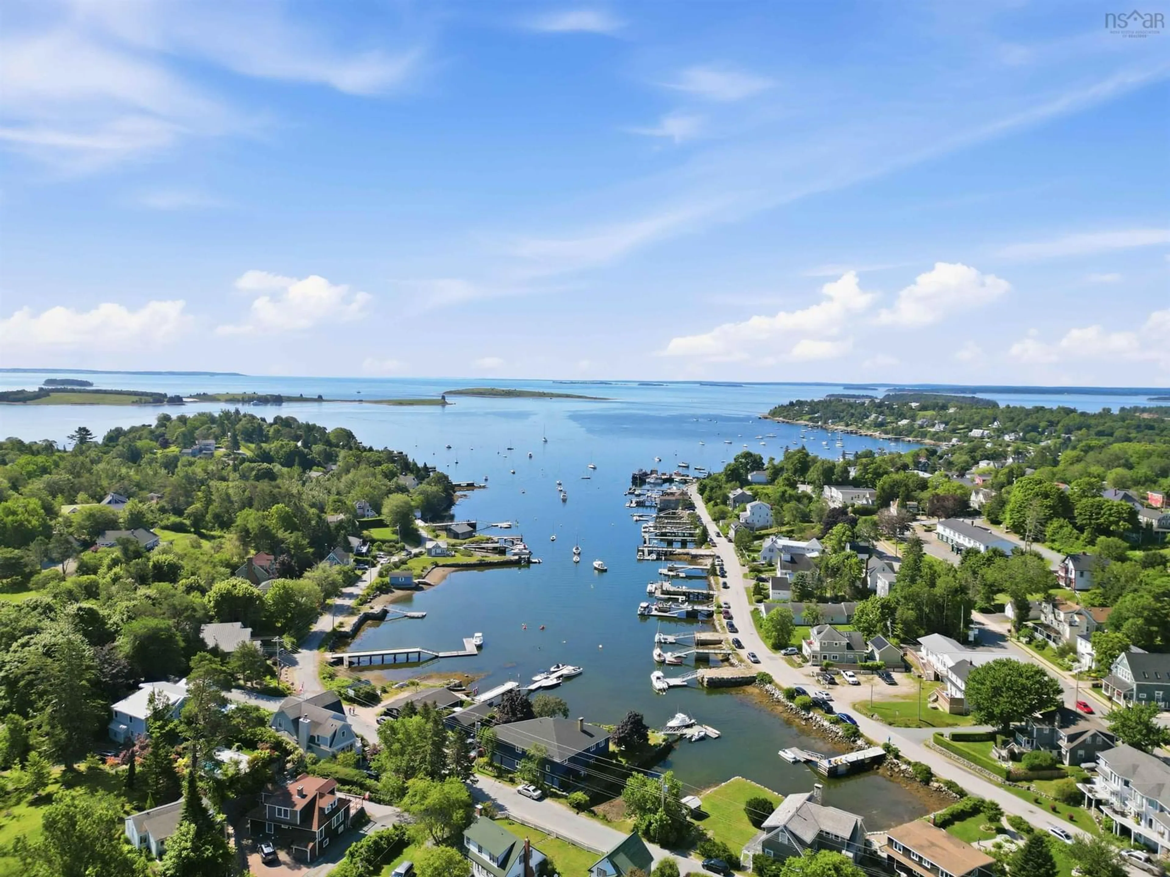 A pic from outside/outdoor area/front of a property/back of a property/a pic from drone, water/lake/river/ocean view for 121 Duke St, Chester Nova Scotia B0J 1J0