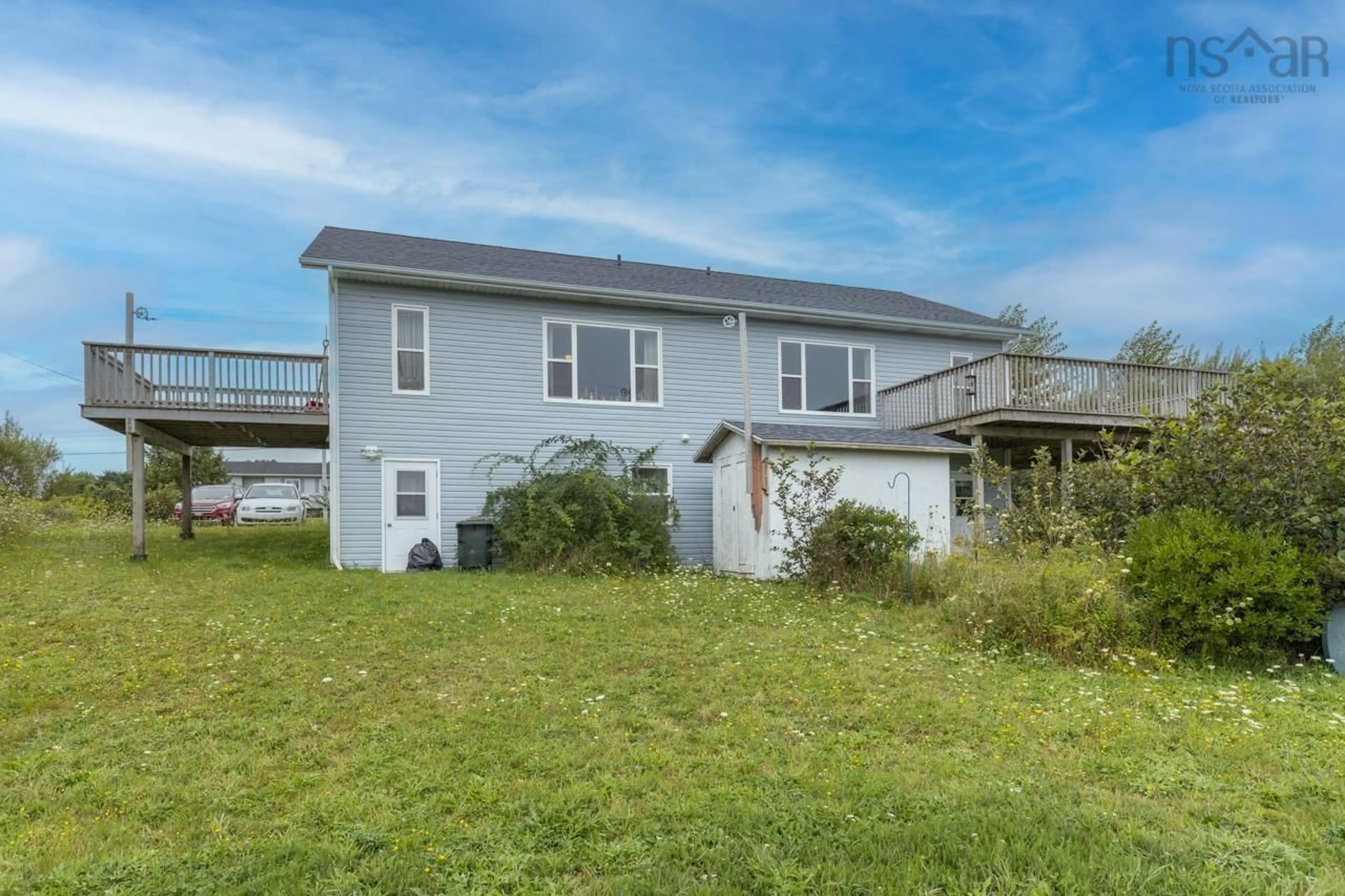 A pic from outside/outdoor area/front of a property/back of a property/a pic from drone, water/lake/river/ocean view for 42-44 Bellmont Ave, North Chegoggin Nova Scotia B5A 5K5
