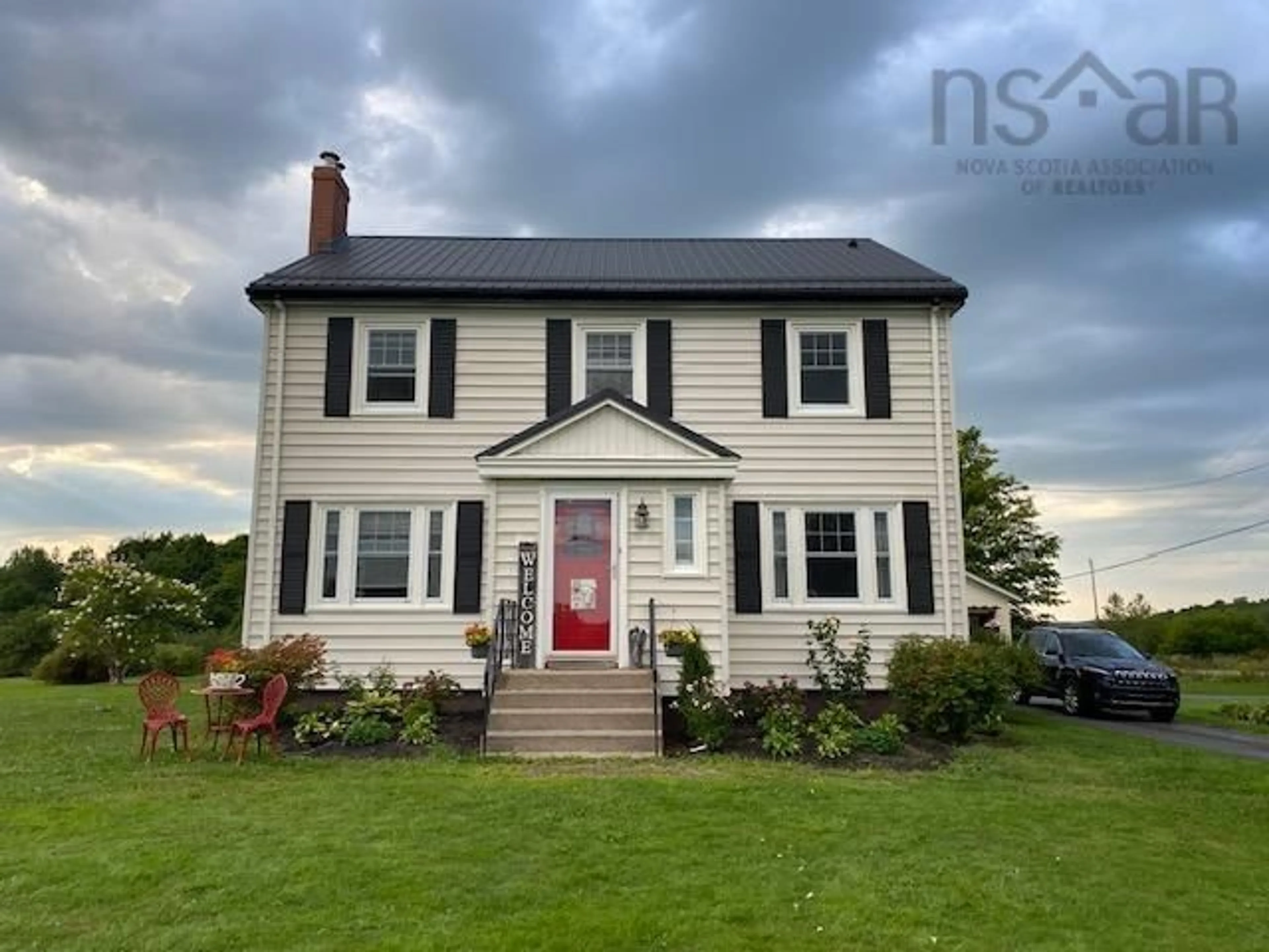 Home with vinyl exterior material, street for 1401 Barss Corner Rd, Barss Corner Nova Scotia B0R 1A0