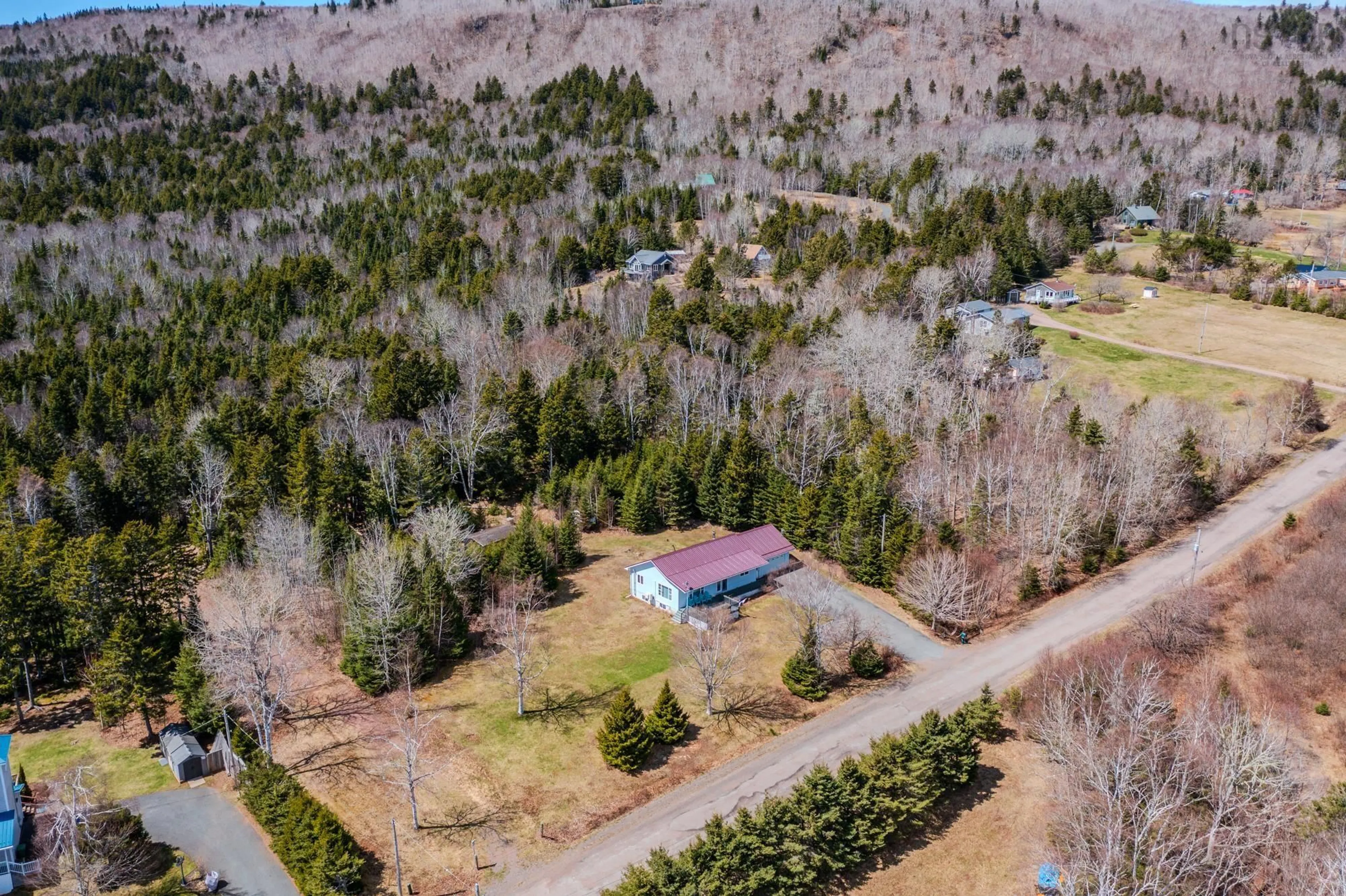 A pic from outside/outdoor area/front of a property/back of a property/a pic from drone, forest/trees view for 238 Soley Cove Rd, Lower Economy Nova Scotia B0M 1B0