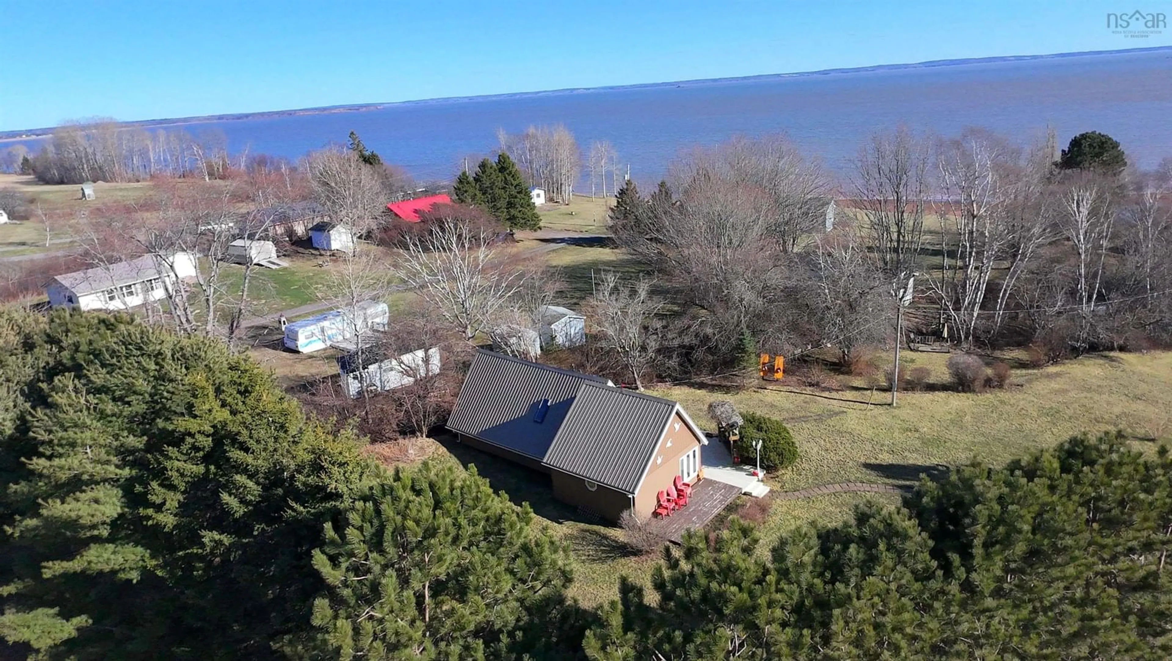 A pic from outside/outdoor area/front of a property/back of a property/a pic from drone, water/lake/river/ocean view for 19 Roland Faulkner Loop, Lower Economy Nova Scotia B0M 1J0