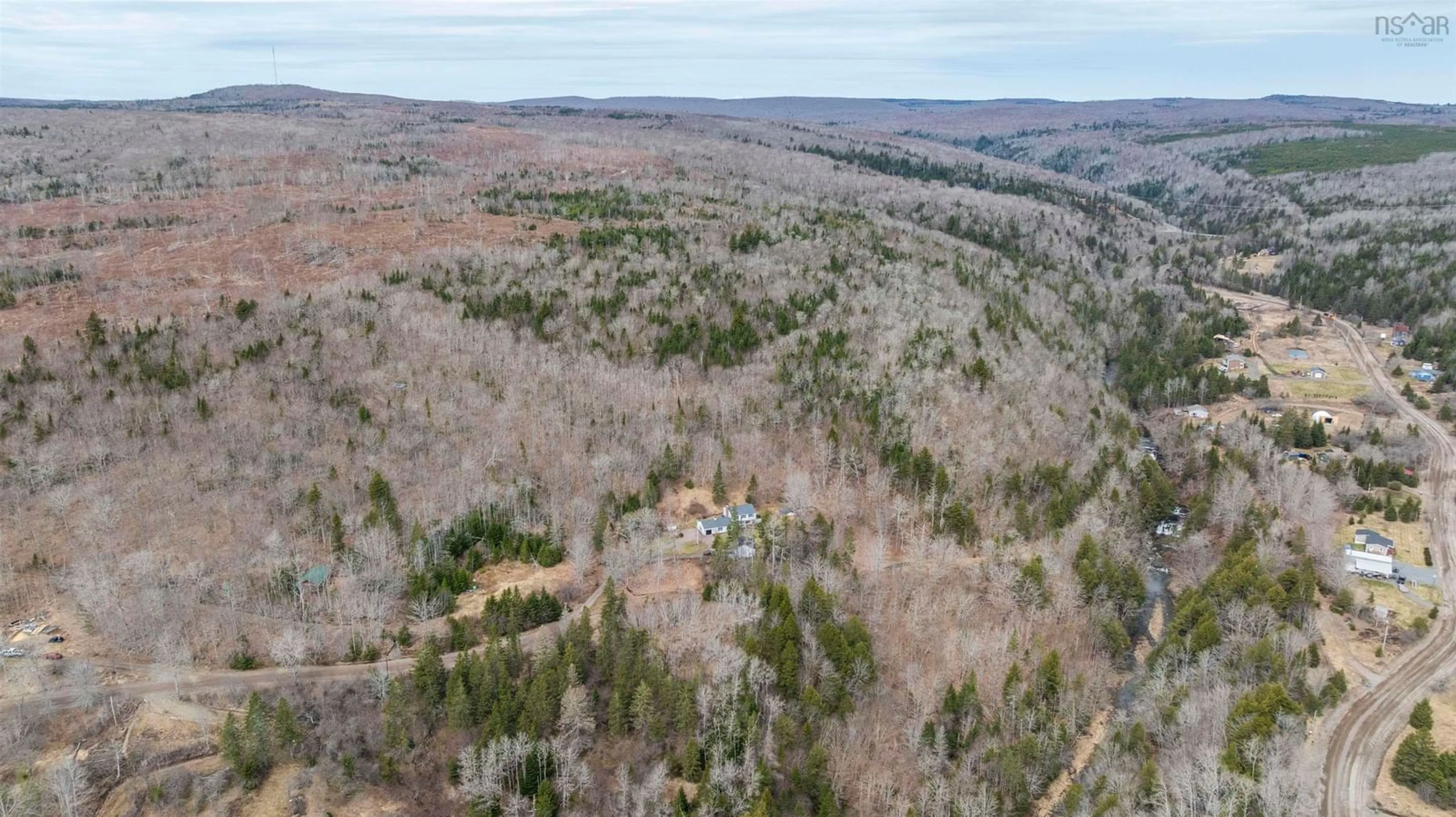 A pic from outside/outdoor area/front of a property/back of a property/a pic from drone, forest/trees view for 459 Upper Rd, Londonderry Nova Scotia B0M 1G0