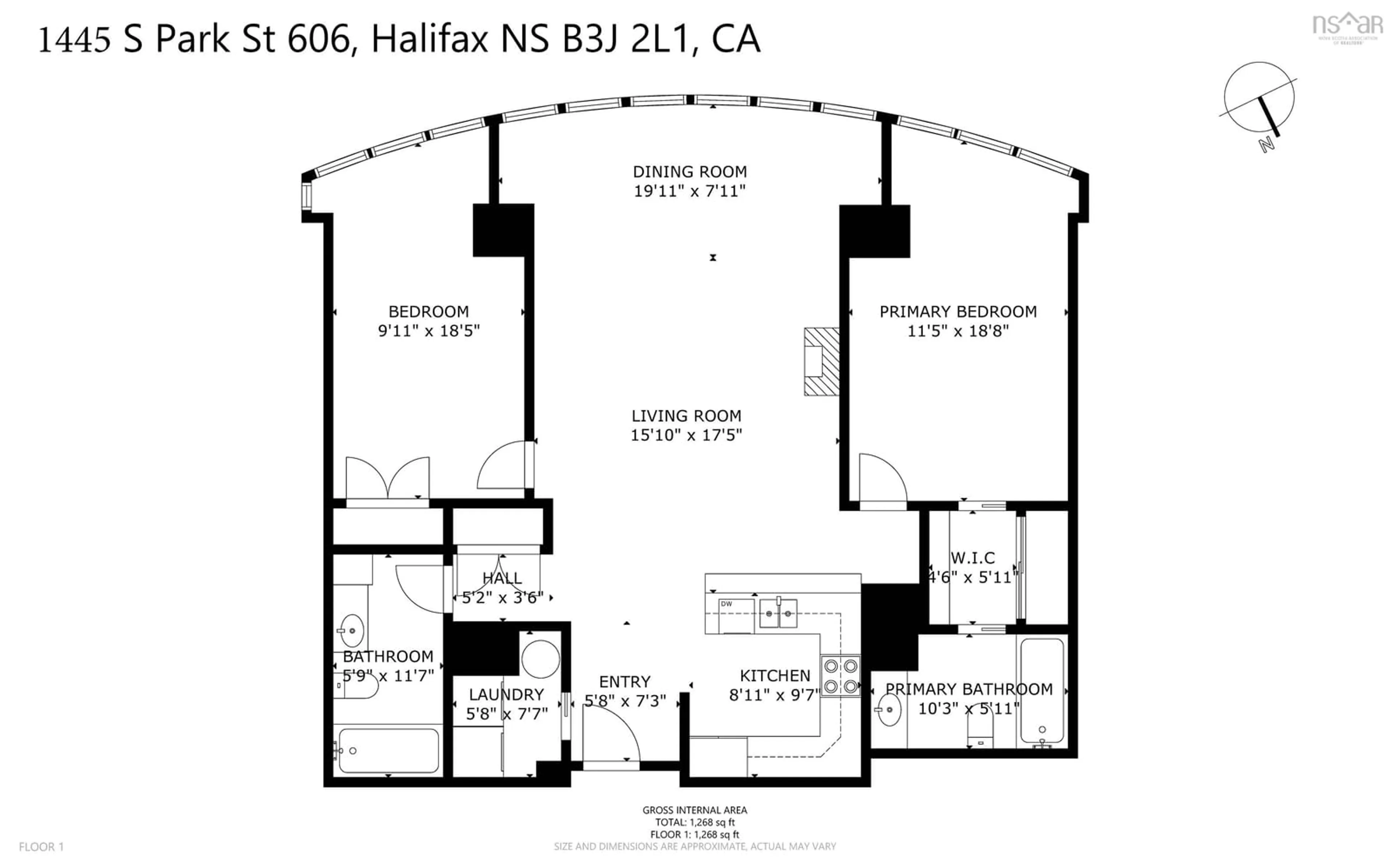 Floor plan for 1445 South Park St #606, Halifax Nova Scotia B3J 0B6