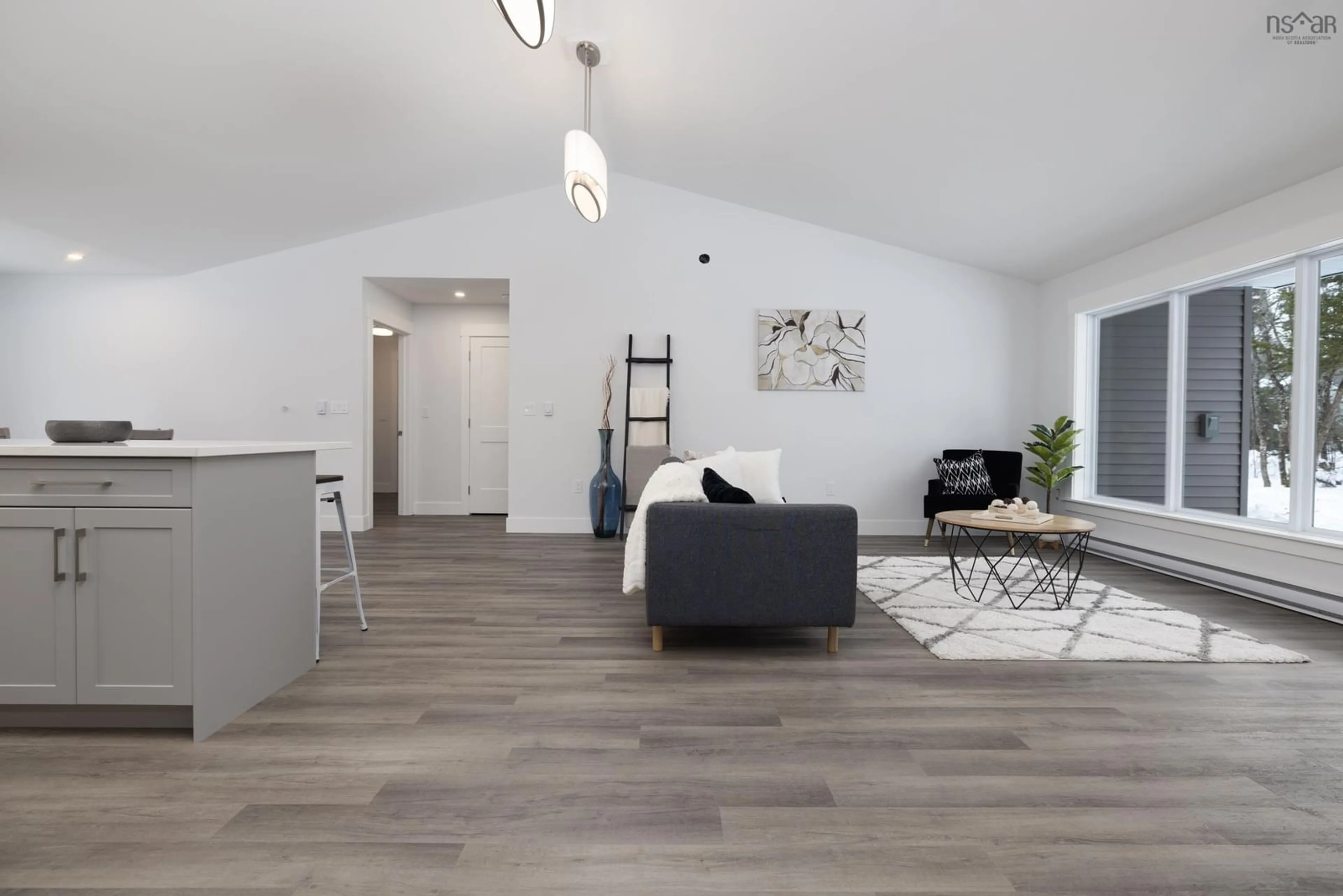 Living room with furniture, wood/laminate floor for 47 Theresa Crt, Lake Echo Nova Scotia B3E 1B1