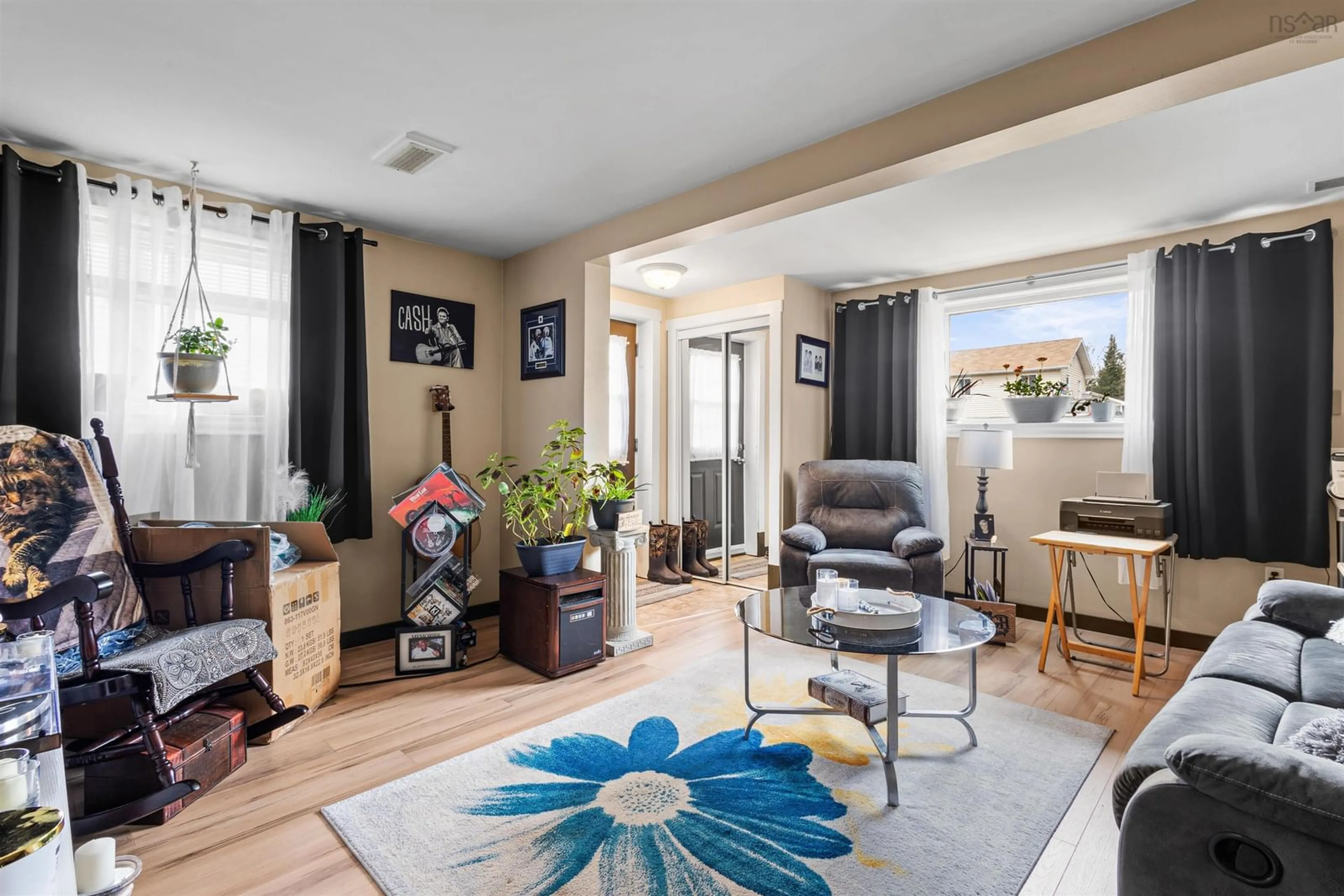 Living room with furniture, wood/laminate floor for 12 Beaver Cres, Dartmouth Nova Scotia B2V 1C9