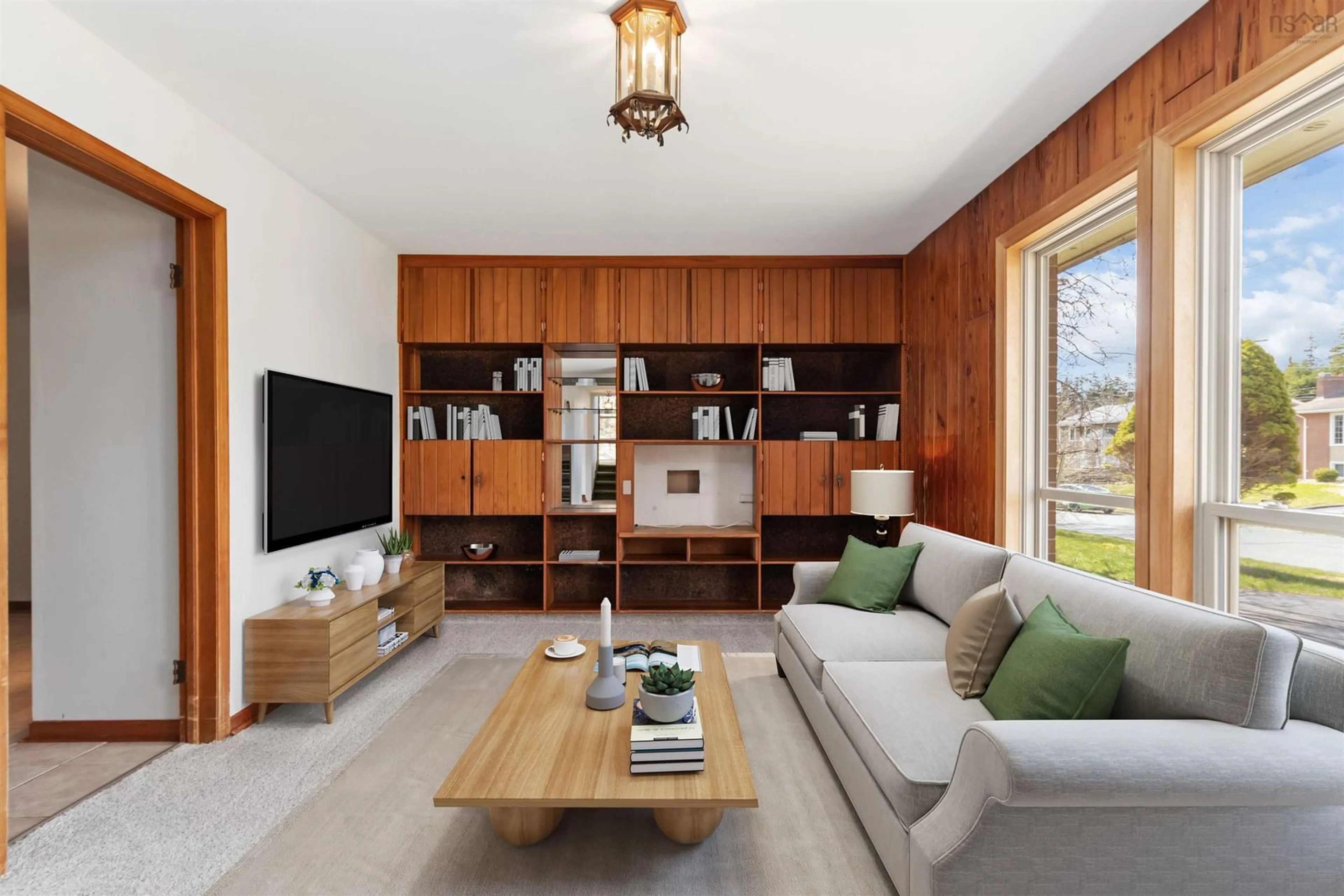 Living room with furniture, wood/laminate floor for 21 Birkdale Cres, Halifax Nova Scotia B3M 1H4