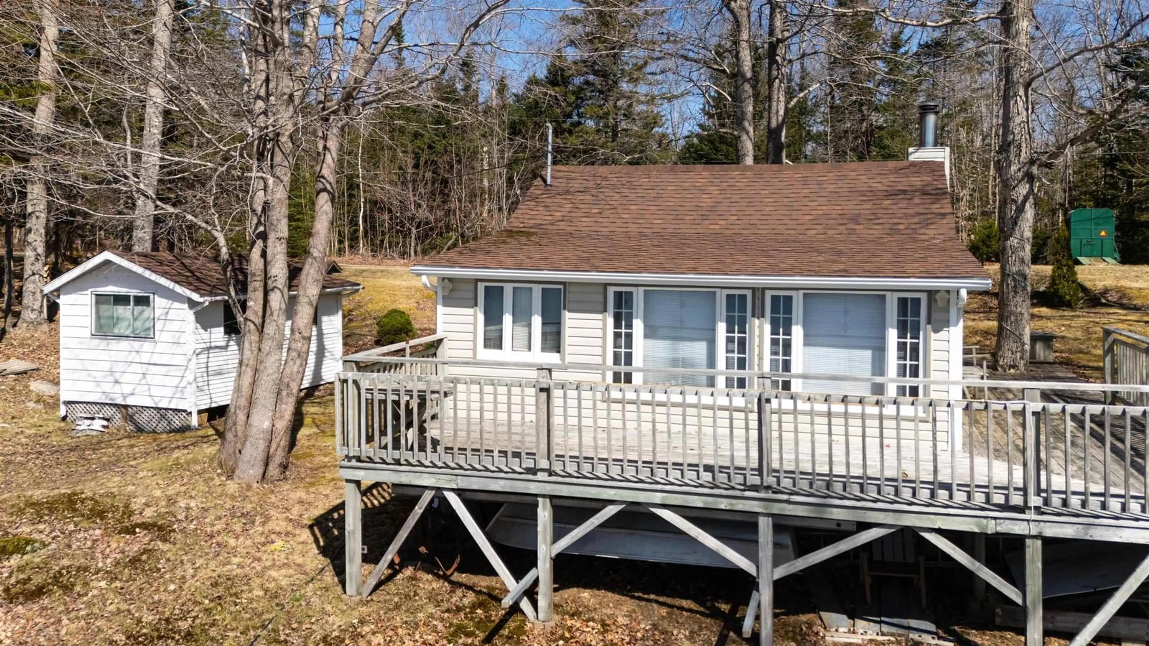 A pic from outside/outdoor area/front of a property/back of a property/a pic from drone, water/lake/river/ocean view for 23 Lake Cady Rd, Virginia East Nova Scotia B0S 1G0