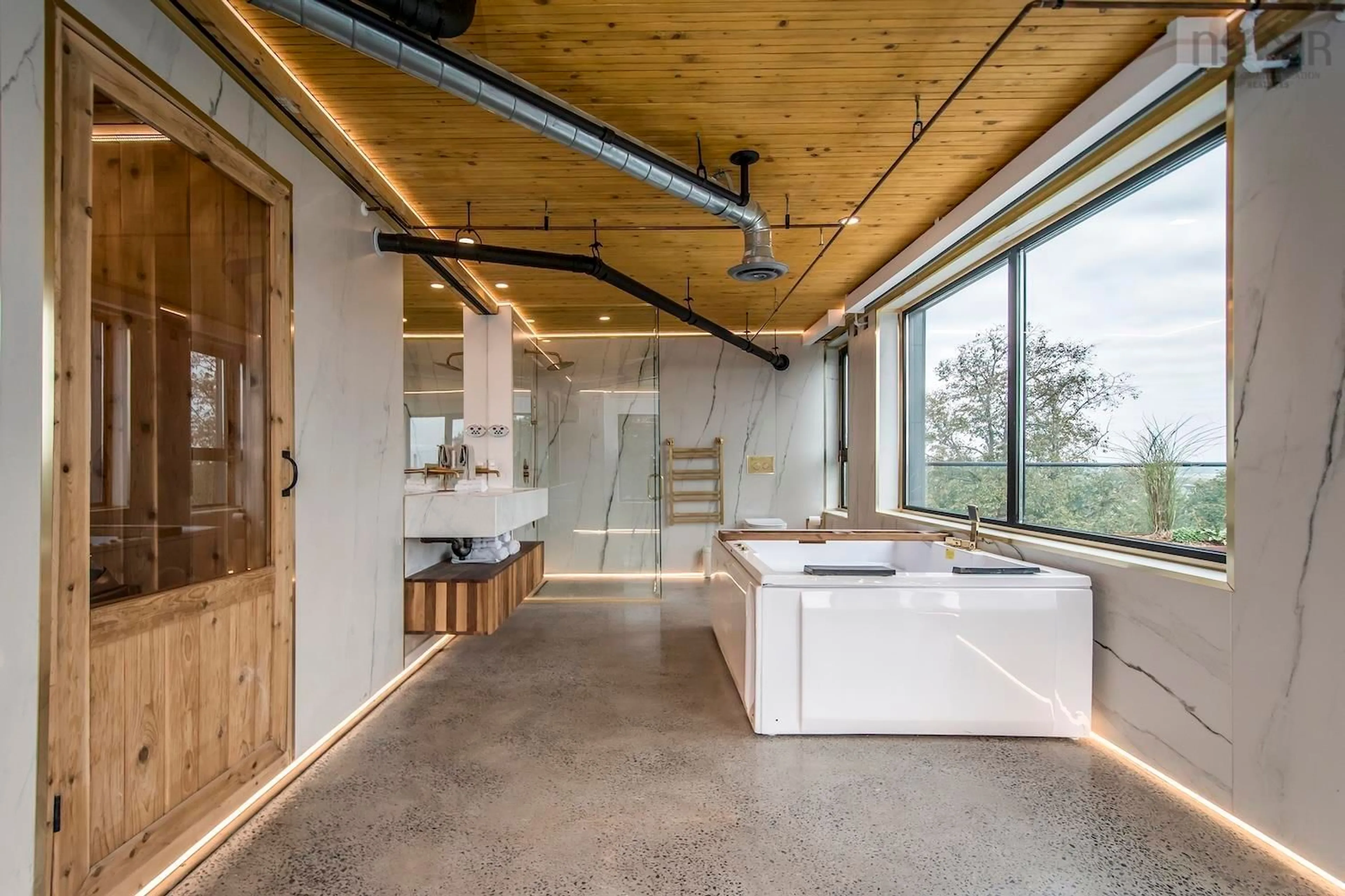 Contemporary bathroom, cement floor for 3572/3574 Acadia St, Halifax Nova Scotia B3K 3P4