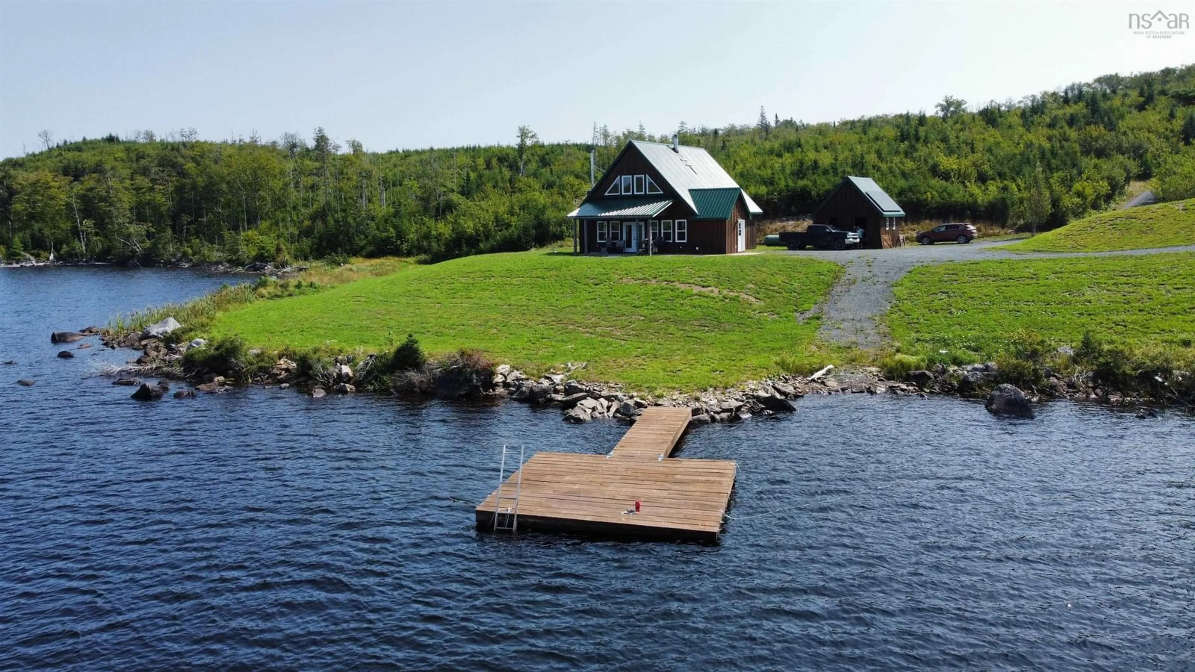 A pic from outside/outdoor area/front of a property/back of a property/a pic from drone, water/lake/river/ocean view for 1648 Upper Glencoe Rd, Erinville Nova Scotia B0H 1X0