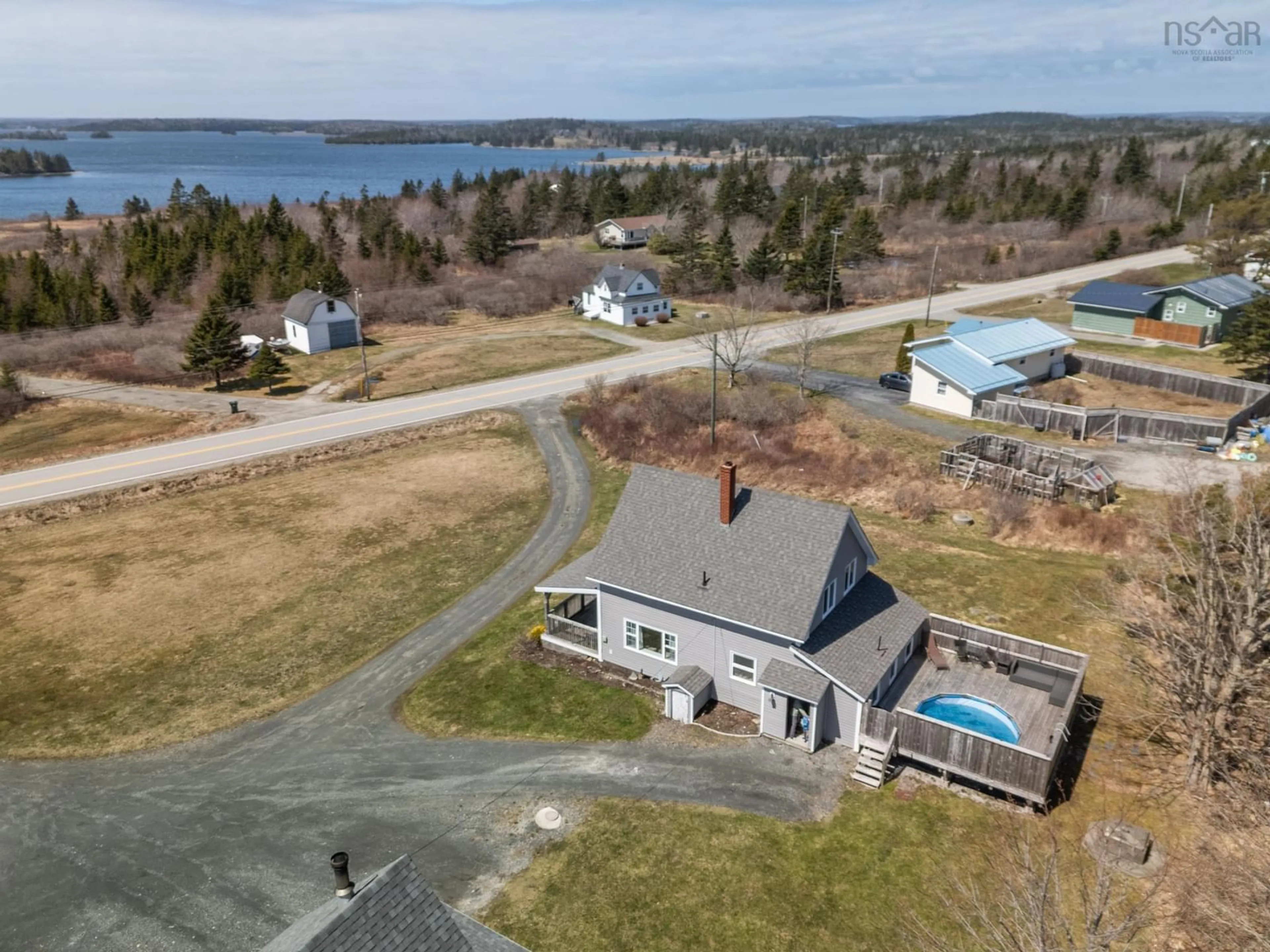 A pic from outside/outdoor area/front of a property/back of a property/a pic from drone, water/lake/river/ocean view for 4166 Highway 3, Lower Argyle Nova Scotia B0W 1W0