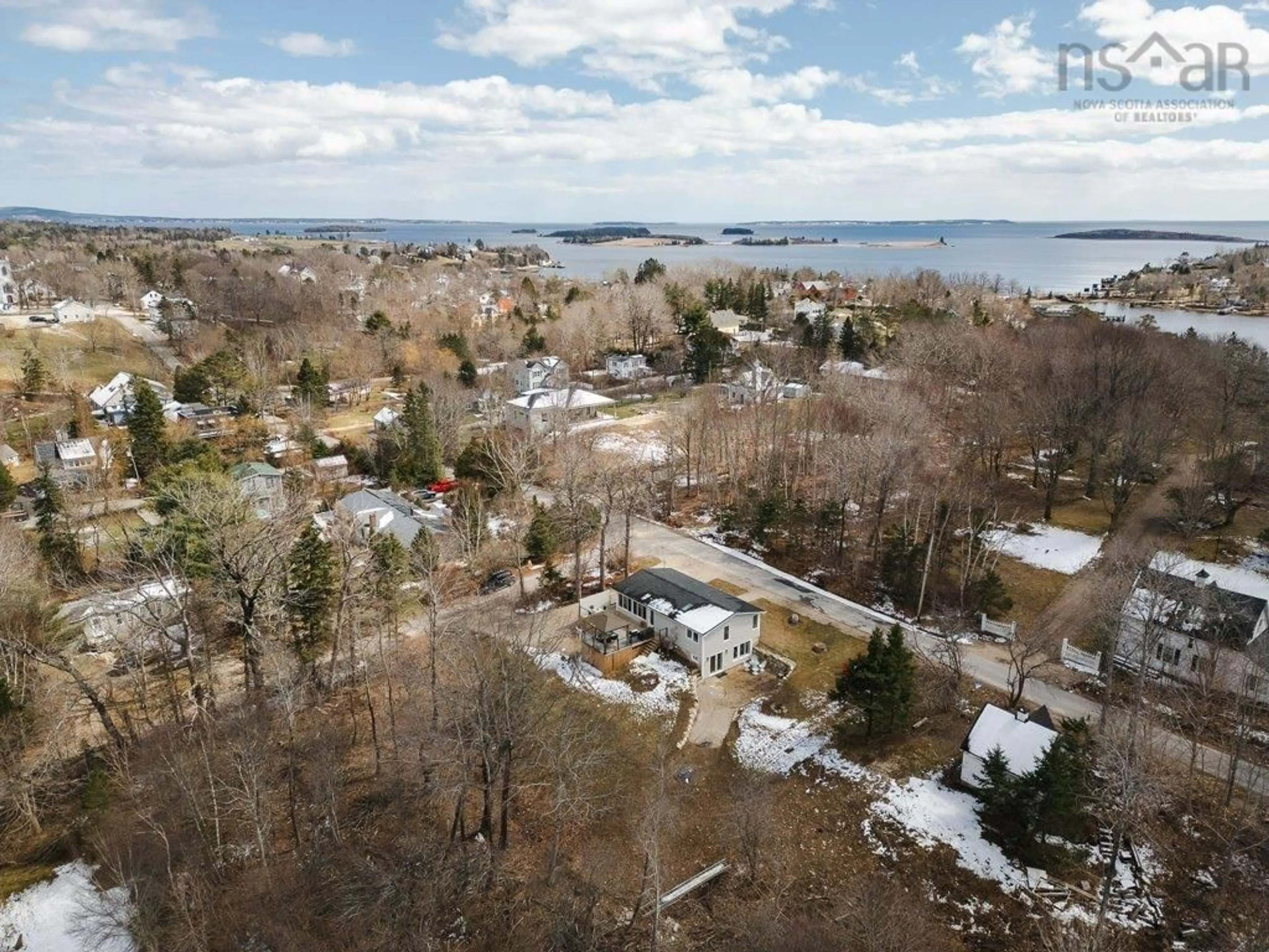 A pic from outside/outdoor area/front of a property/back of a property/a pic from drone, water/lake/river/ocean view for 132 Regent St, Chester Nova Scotia B0J 1J0
