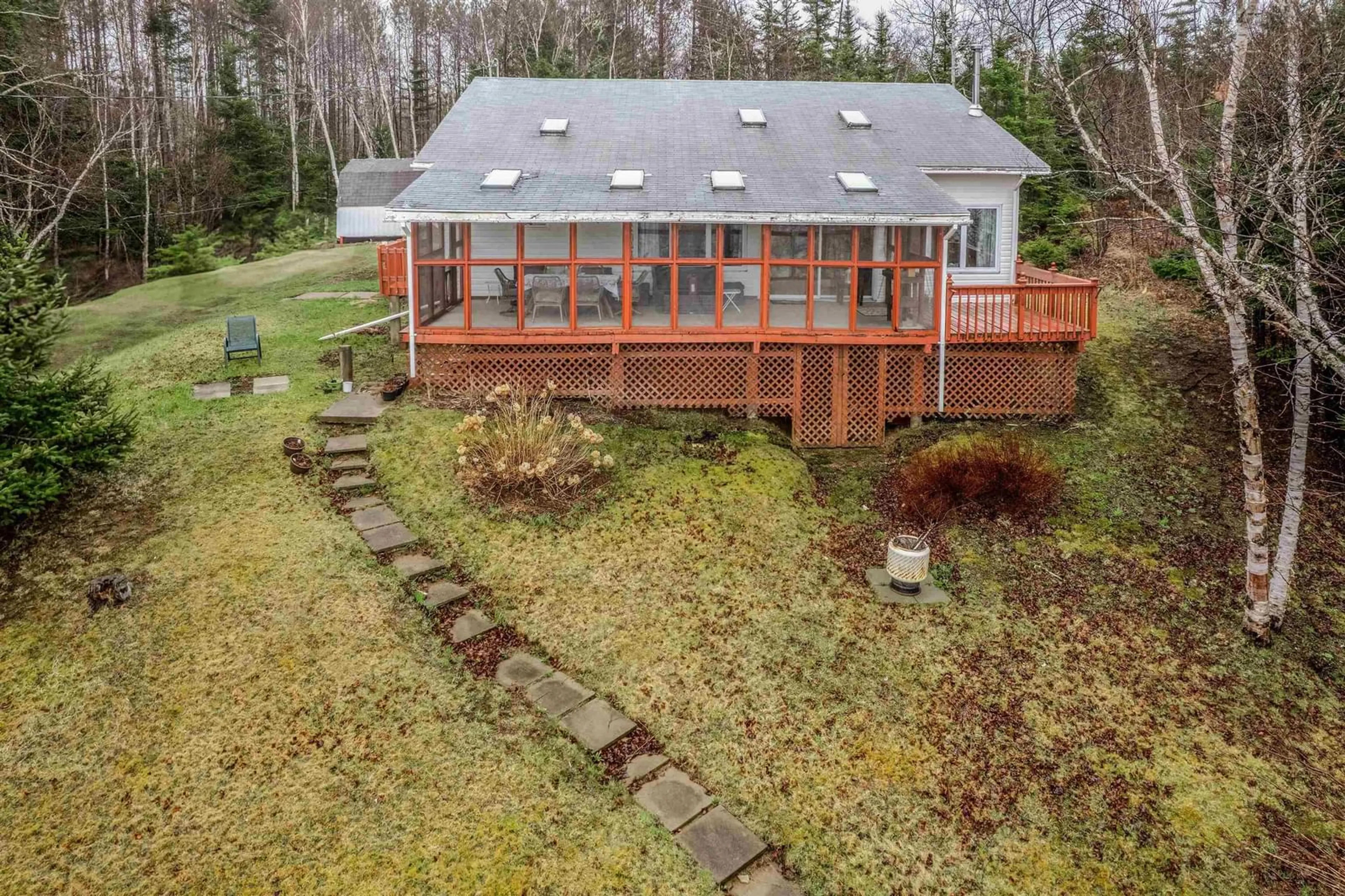 A pic from outside/outdoor area/front of a property/back of a property/a pic from drone, water/lake/river/ocean view for 69 Birch Hill Lane, Albert Bridge Nova Scotia B1K 2K8