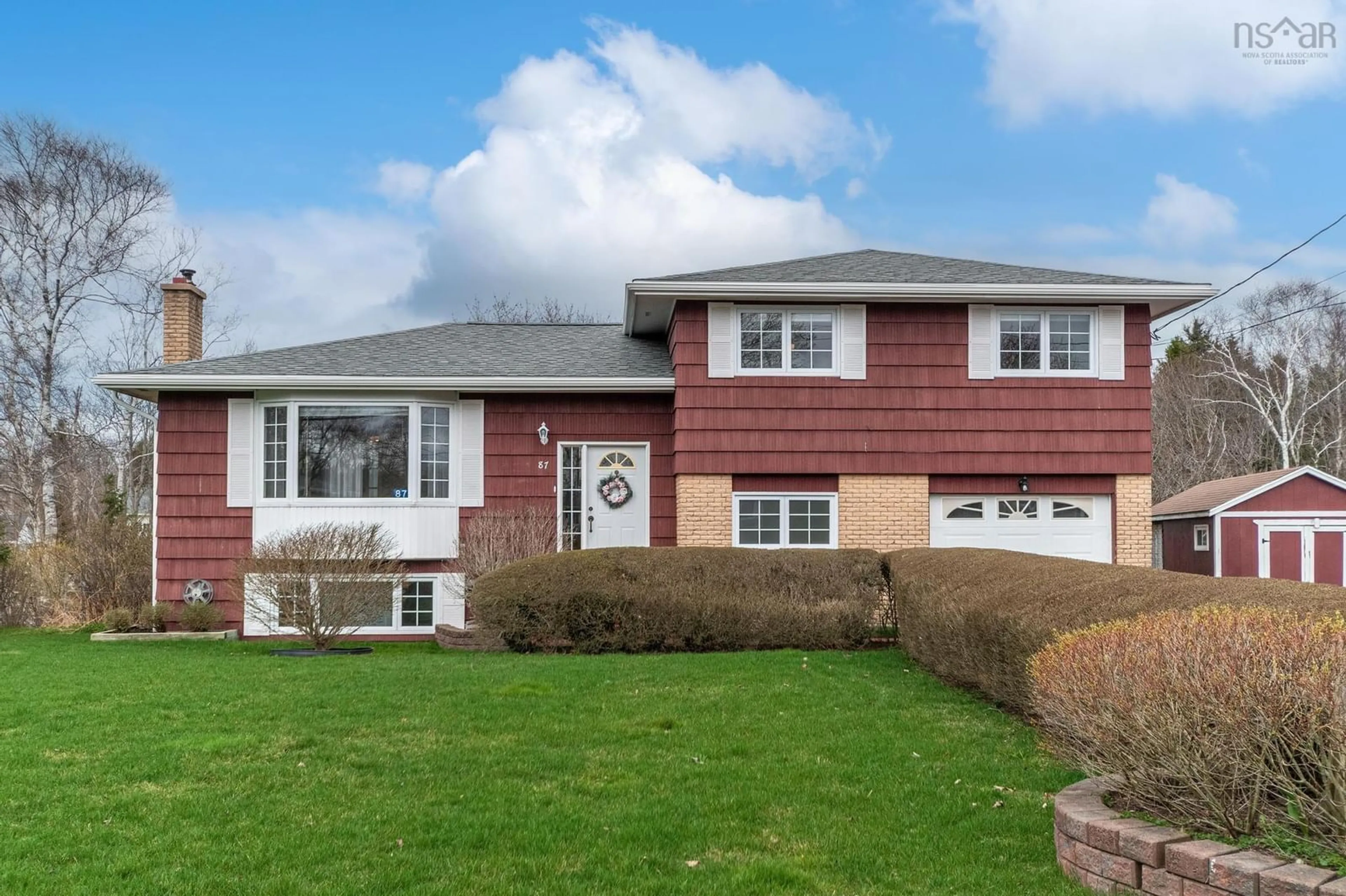 Home with vinyl exterior material, street for 87 Riverwood Dr, Timberlea Nova Scotia B3T 1C7