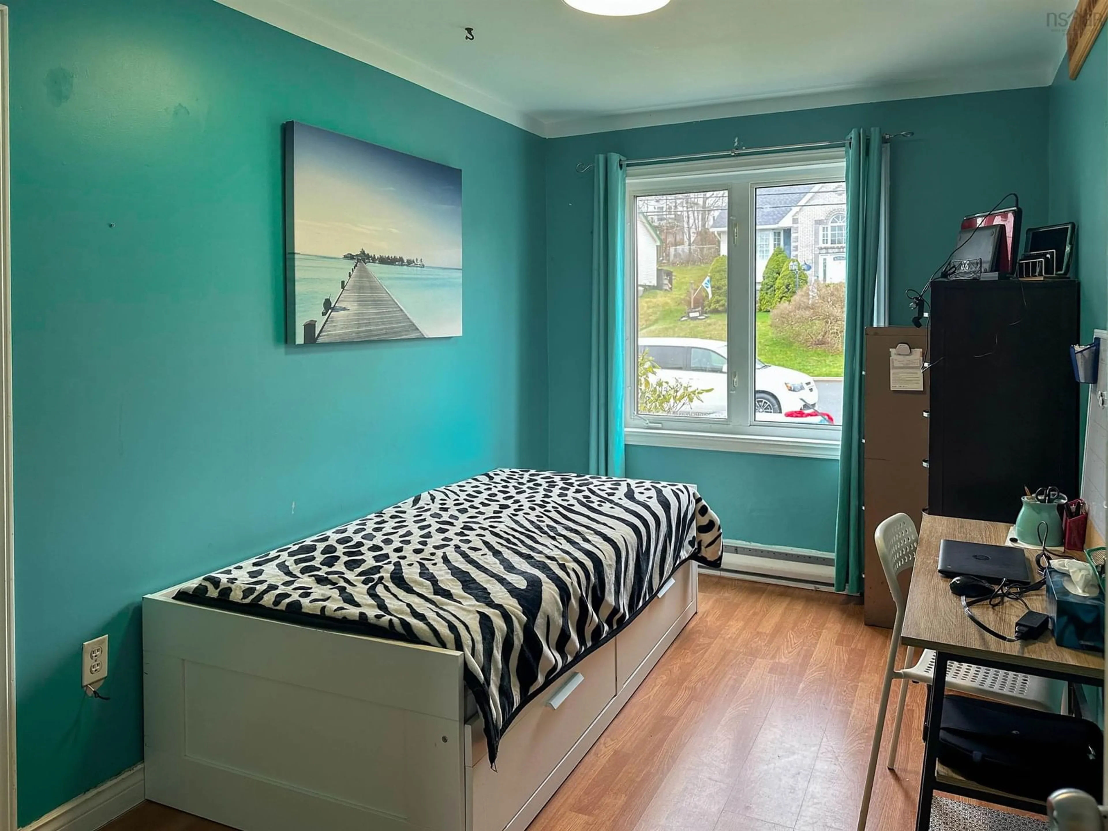 Bedroom with bed, wood/laminate floor for 220 Auburn Dr, Westphal Nova Scotia B2W 6G2