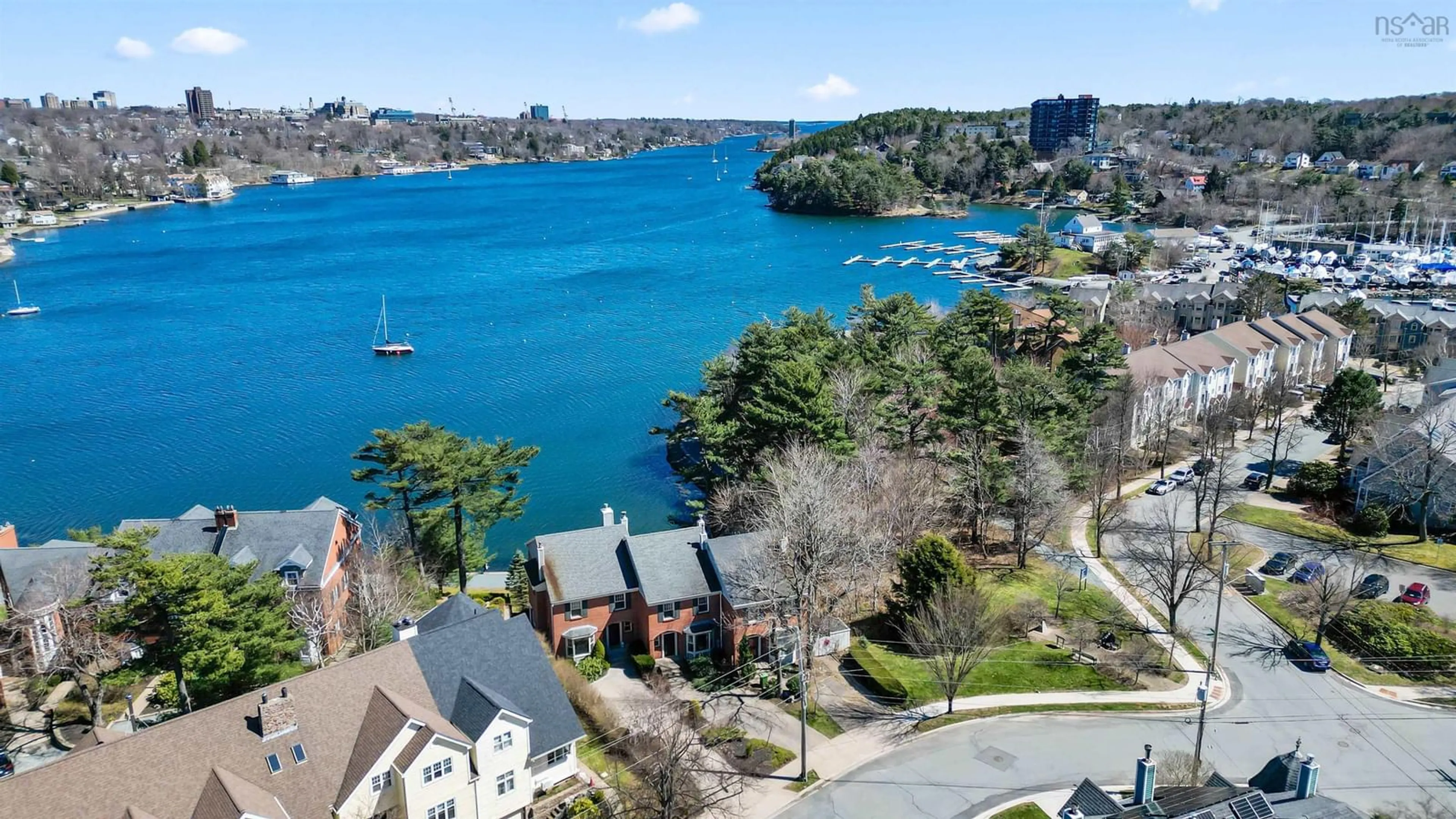 A pic from outside/outdoor area/front of a property/back of a property/a pic from drone, water/lake/river/ocean view for 71 Anchor Dr, Halifax Nova Scotia B3N 3B9