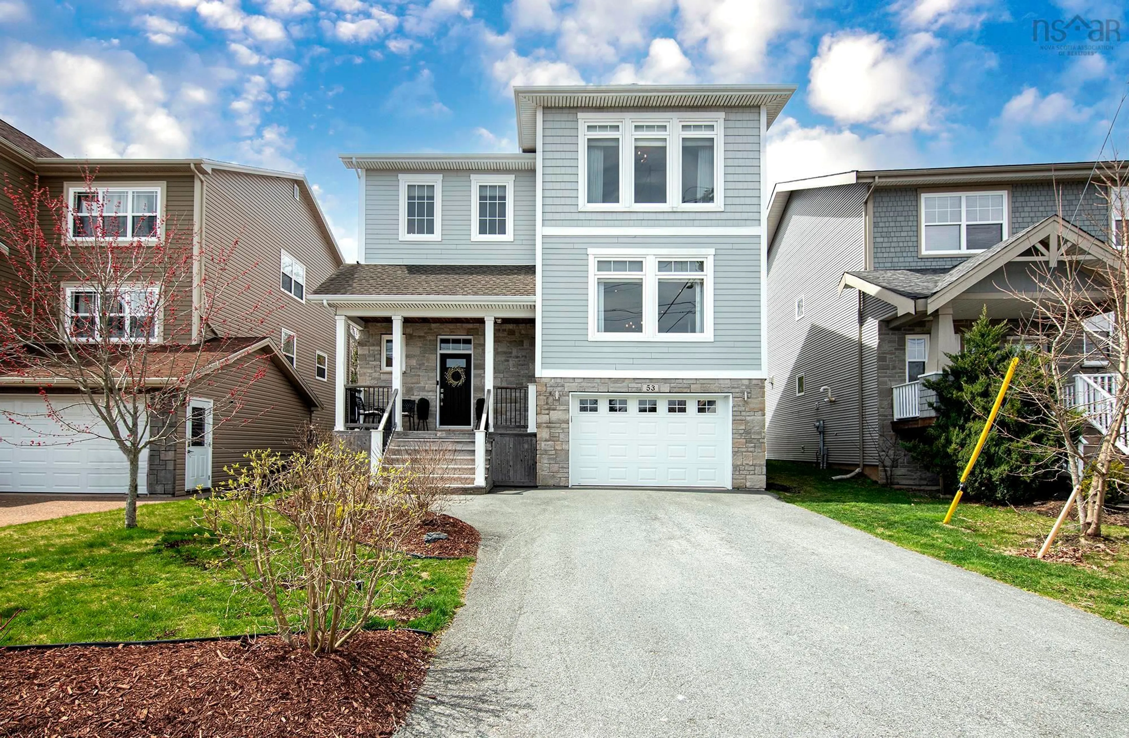 Home with vinyl exterior material, street for 53 Hollyhock Way, Bedford Nova Scotia B3B 0H7