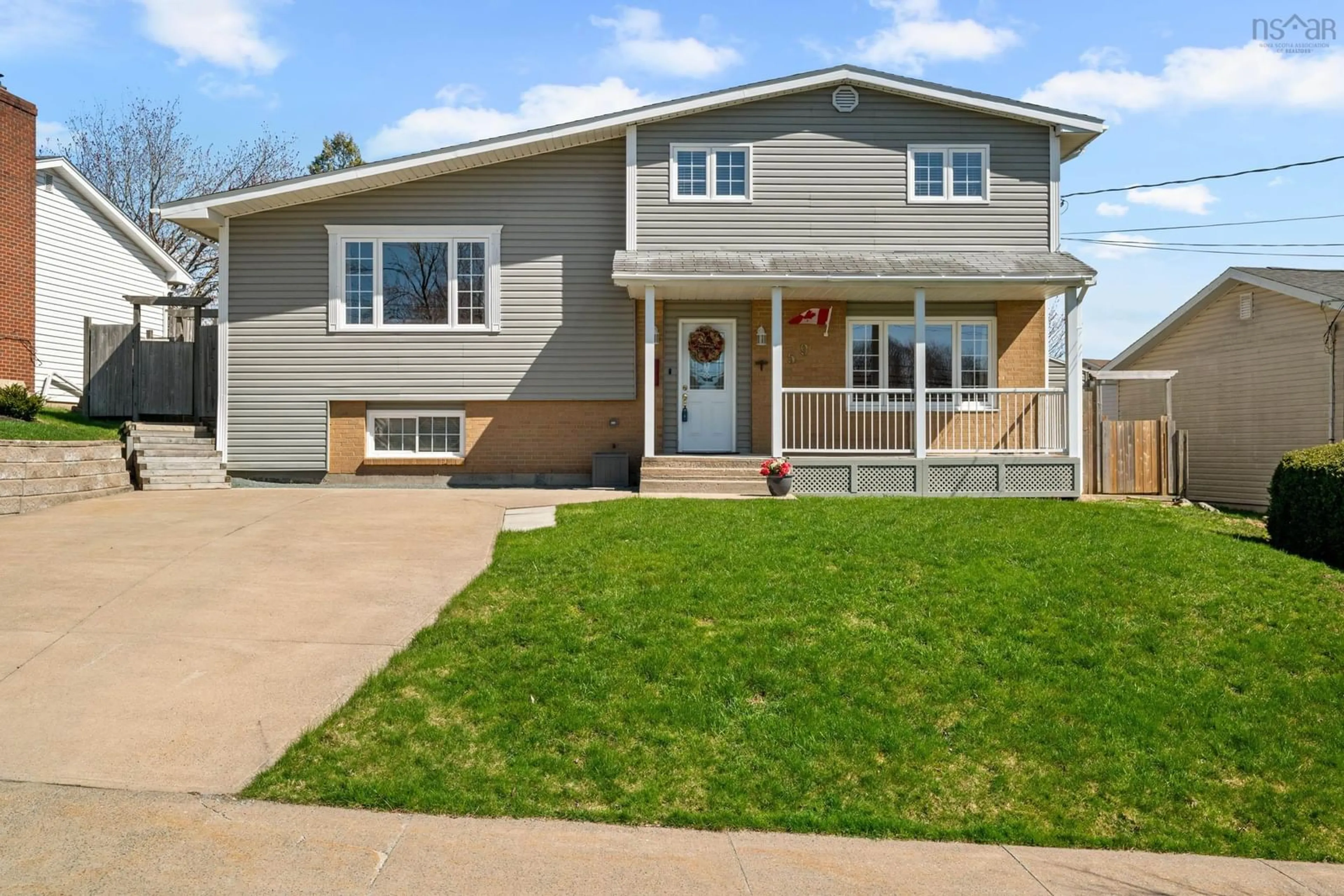 Home with vinyl exterior material, street for 59 Stuart Harris Dr, Dartmouth Nova Scotia B2W 3Z4