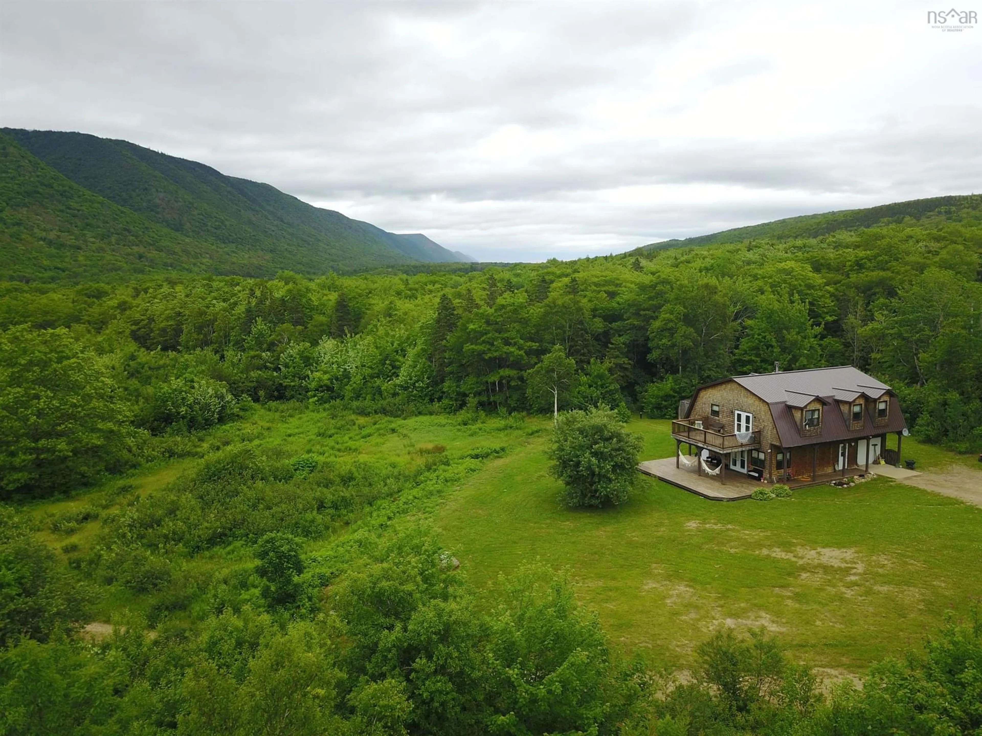 A pic from outside/outdoor area/front of a property/back of a property/a pic from drone, mountain view for 27859 Cabot Trail, Cape North Nova Scotia B0C 1G0