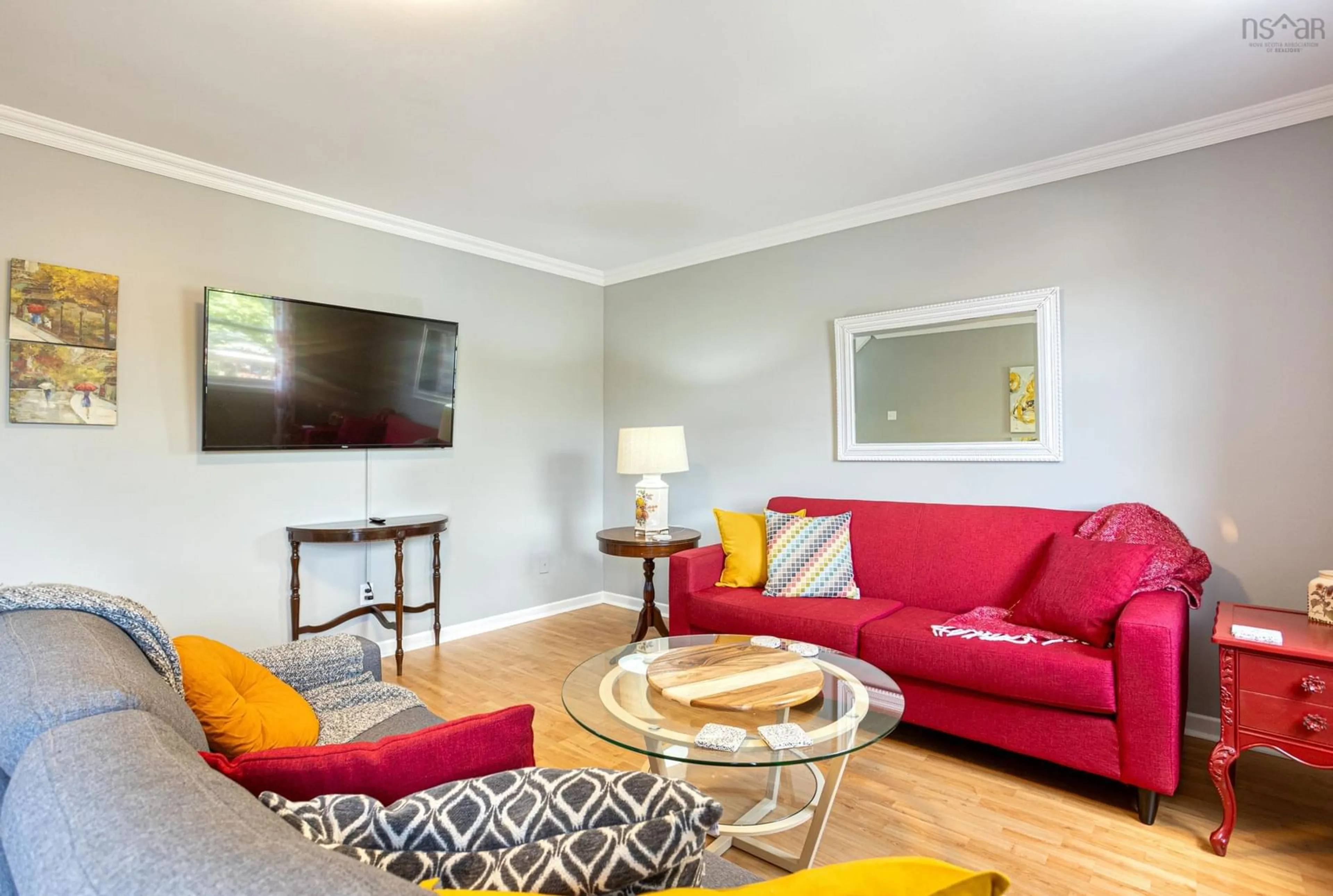 Living room with furniture, wood/laminate floor for 182 Herring Cove Rd, Halifax Nova Scotia B3P 1K7