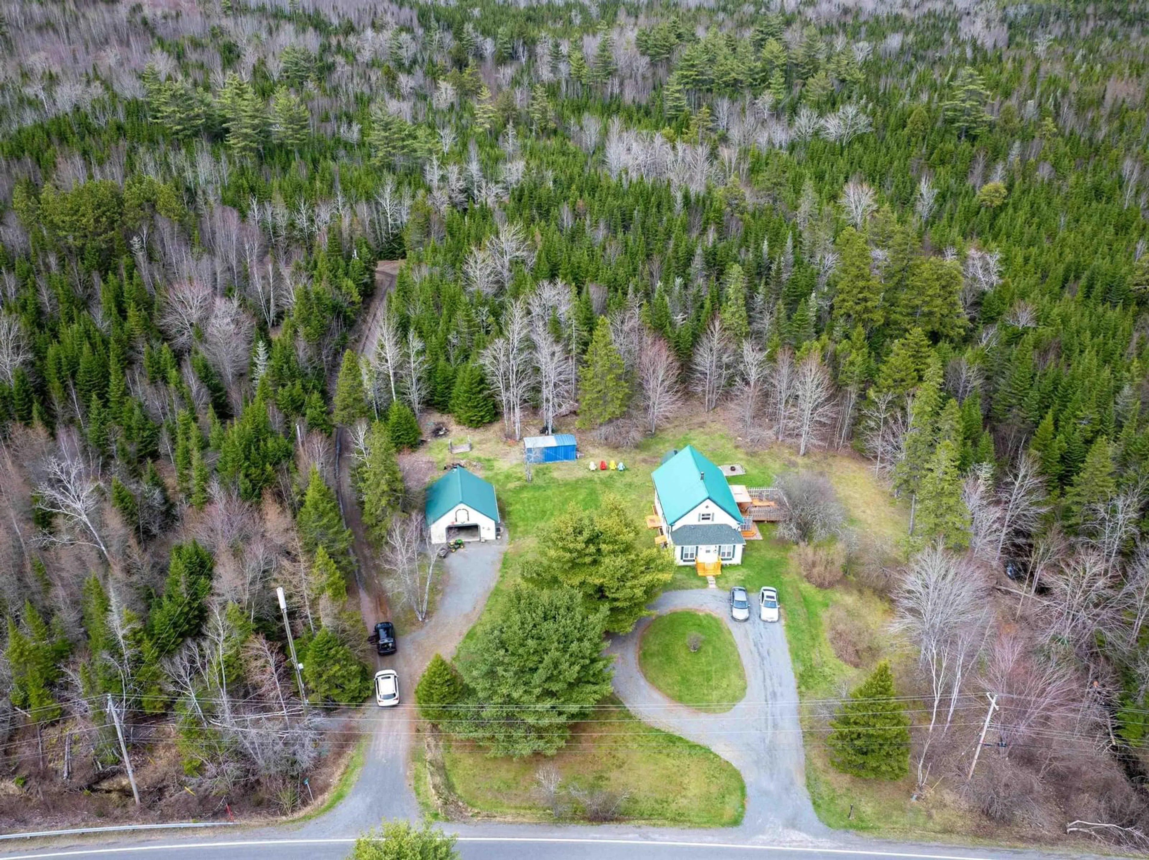 A pic from outside/outdoor area/front of a property/back of a property/a pic from drone, forest/trees view for 752 Highway 336, Newton Mills Nova Scotia B0N 2P0