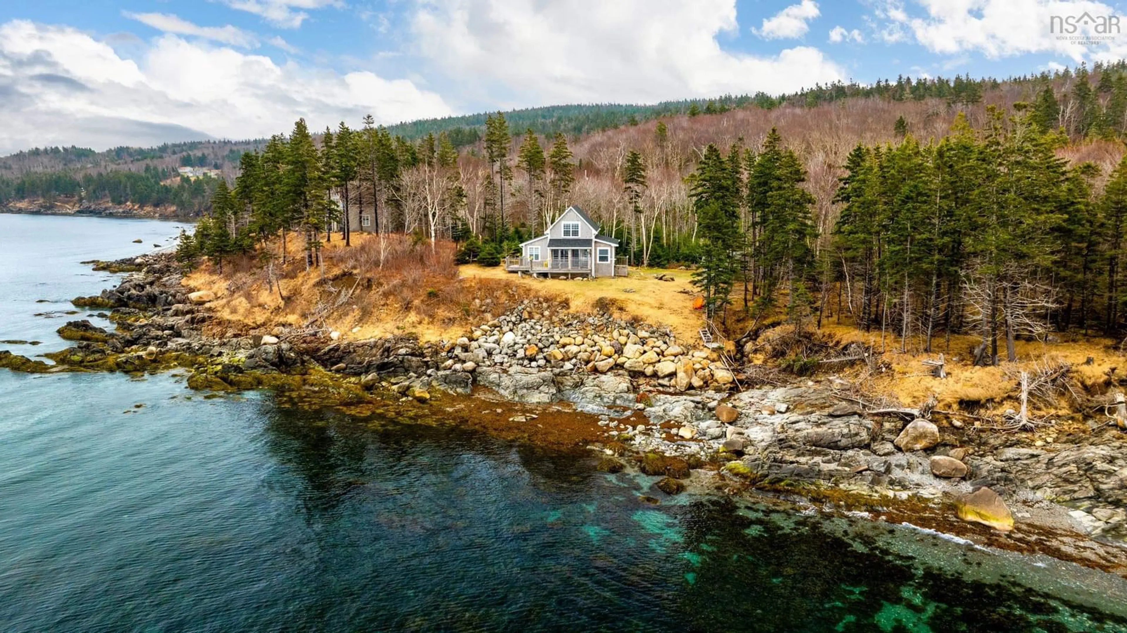 A pic from outside/outdoor area/front of a property/back of a property/a pic from drone, water/lake/river/ocean view for 41 Neu-Town Lane, Halfway Cove Nova Scotia B0H 1N0