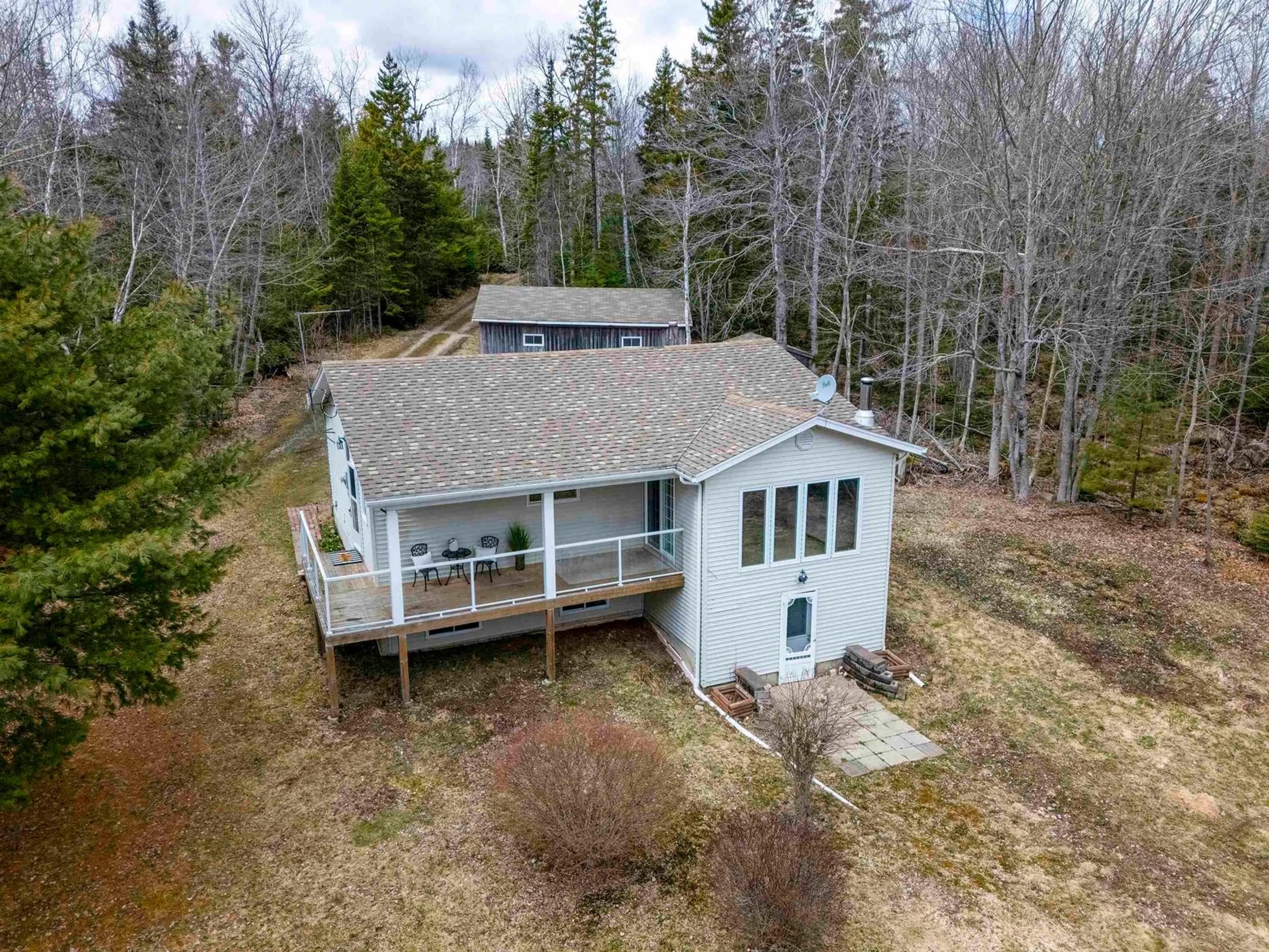 A pic from outside/outdoor area/front of a property/back of a property/a pic from drone, water/lake/river/ocean view for 210 Mack Lake Rd, East Dalhousie Nova Scotia B0R 1H0