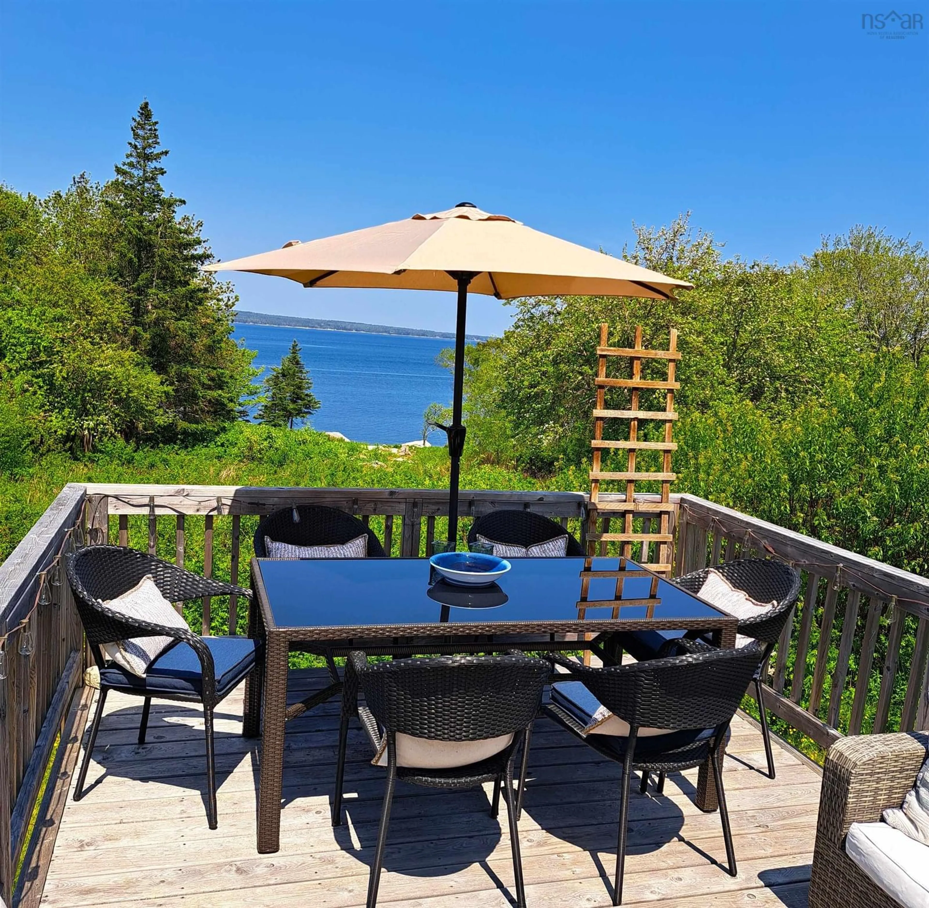 Patio, water/lake/river/ocean view for 63 Carters Beach Rd, Port Mouton Nova Scotia B0T 1T0