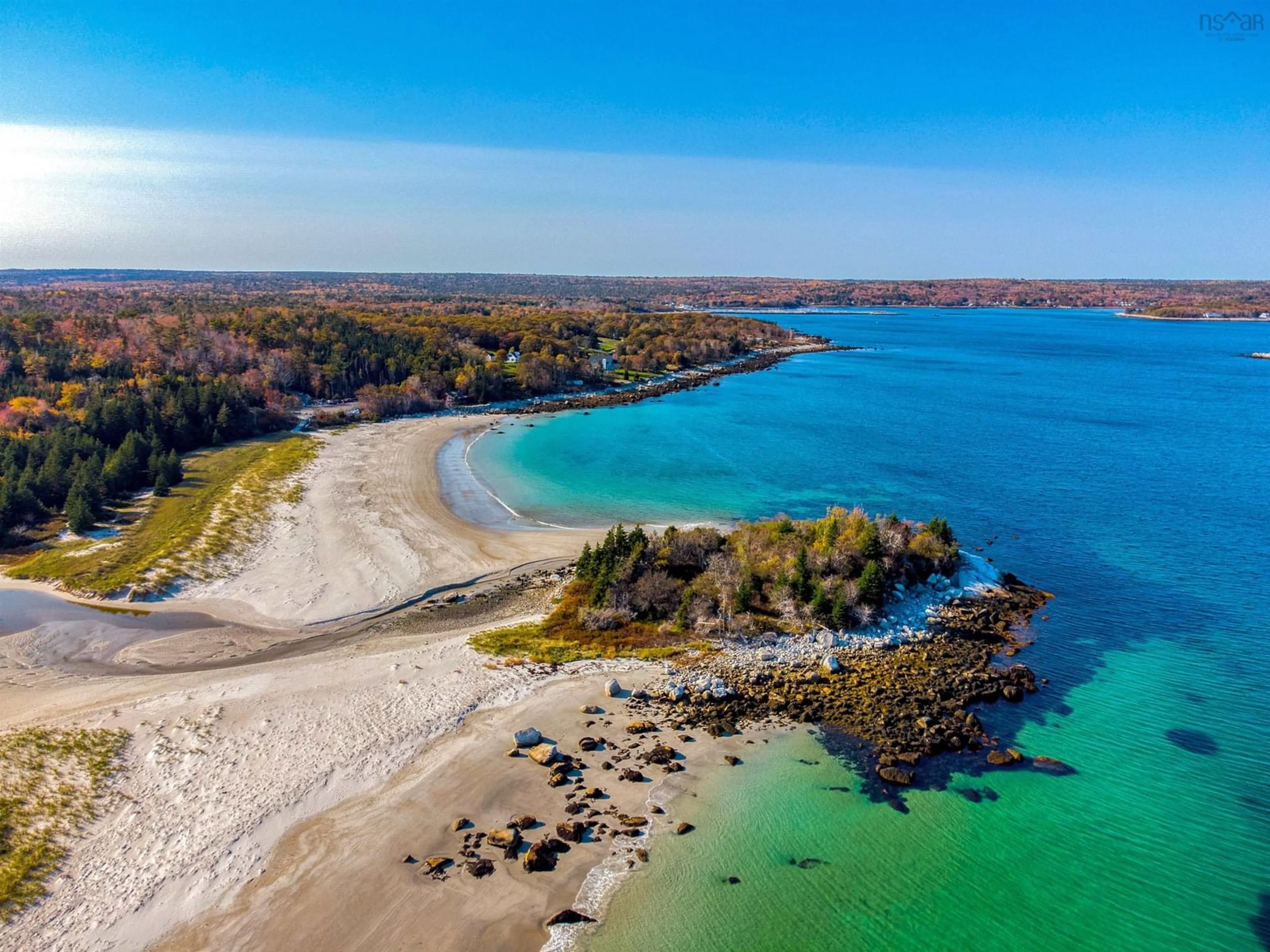 A pic from outside/outdoor area/front of a property/back of a property/a pic from drone, water/lake/river/ocean view for 63 Carters Beach Rd, Port Mouton Nova Scotia B0T 1T0
