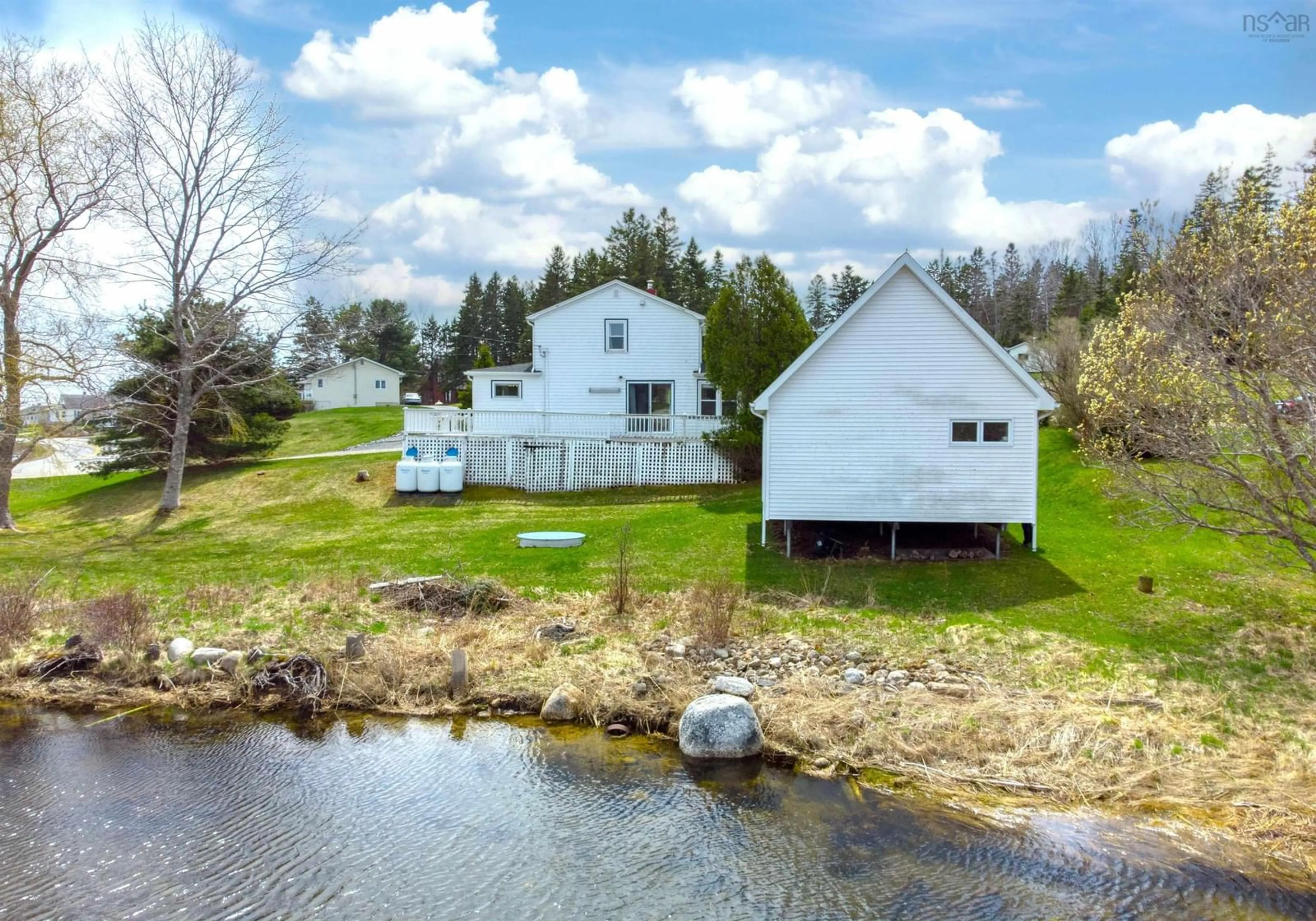 A pic from outside/outdoor area/front of a property/back of a property/a pic from drone, water/lake/river/ocean view for 632 Oakland Rd, Indian Point Nova Scotia B0J 2E0