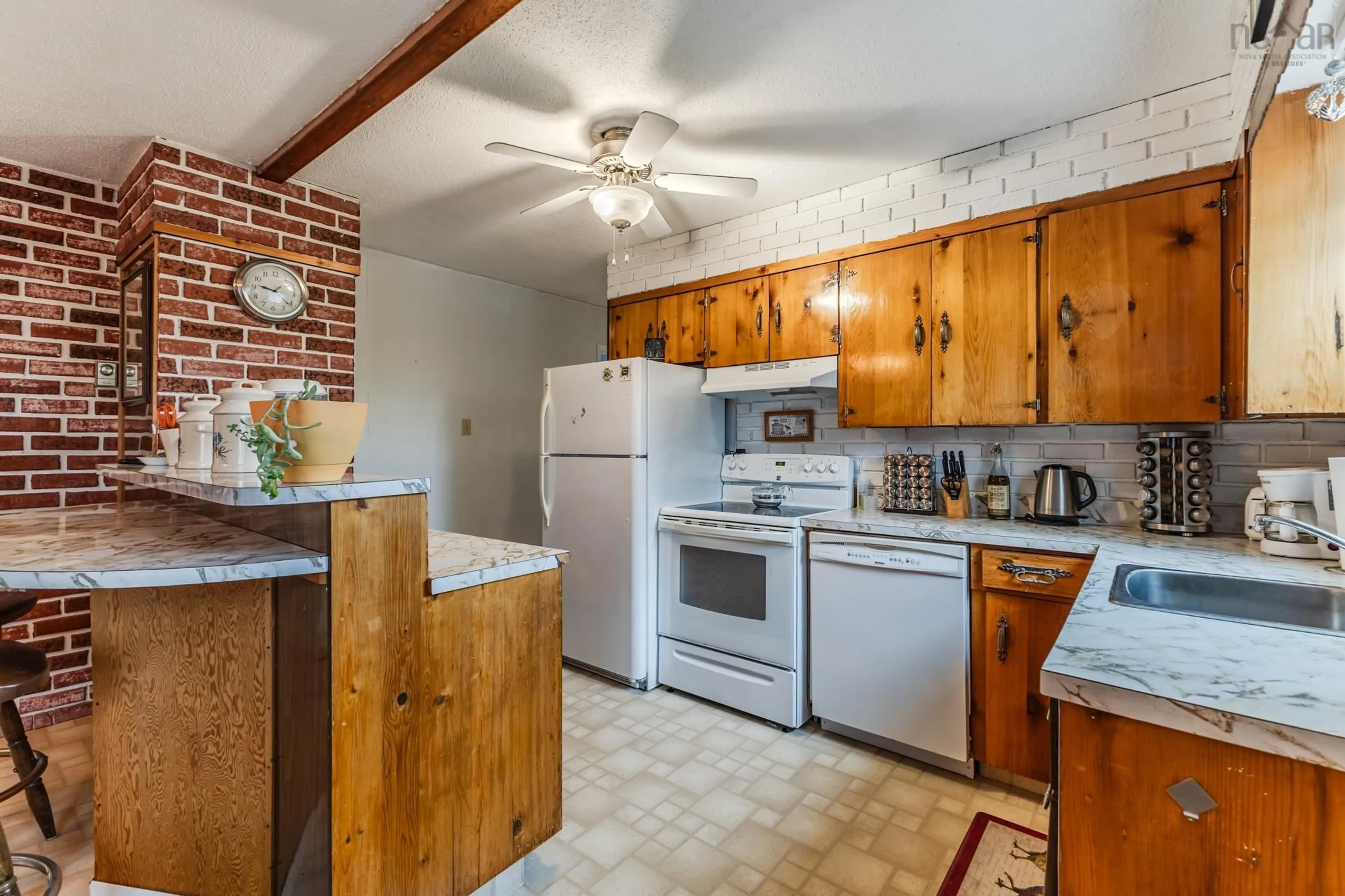 Standard kitchen, ceramic/tile floor for 28 Cedar Dr, Salmon River Nova Scotia B2N 5W4