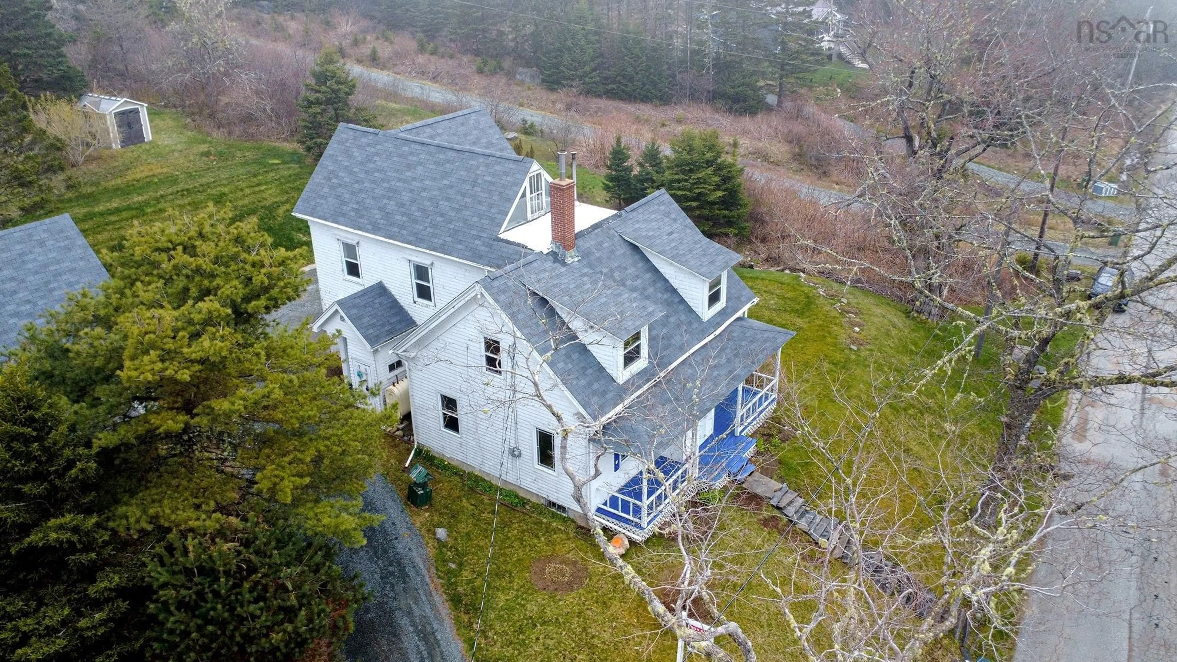 A pic from outside/outdoor area/front of a property/back of a property/a pic from drone, building for 58 Old Trunk Rd, Oyster Pond Nova Scotia B0J 2L0