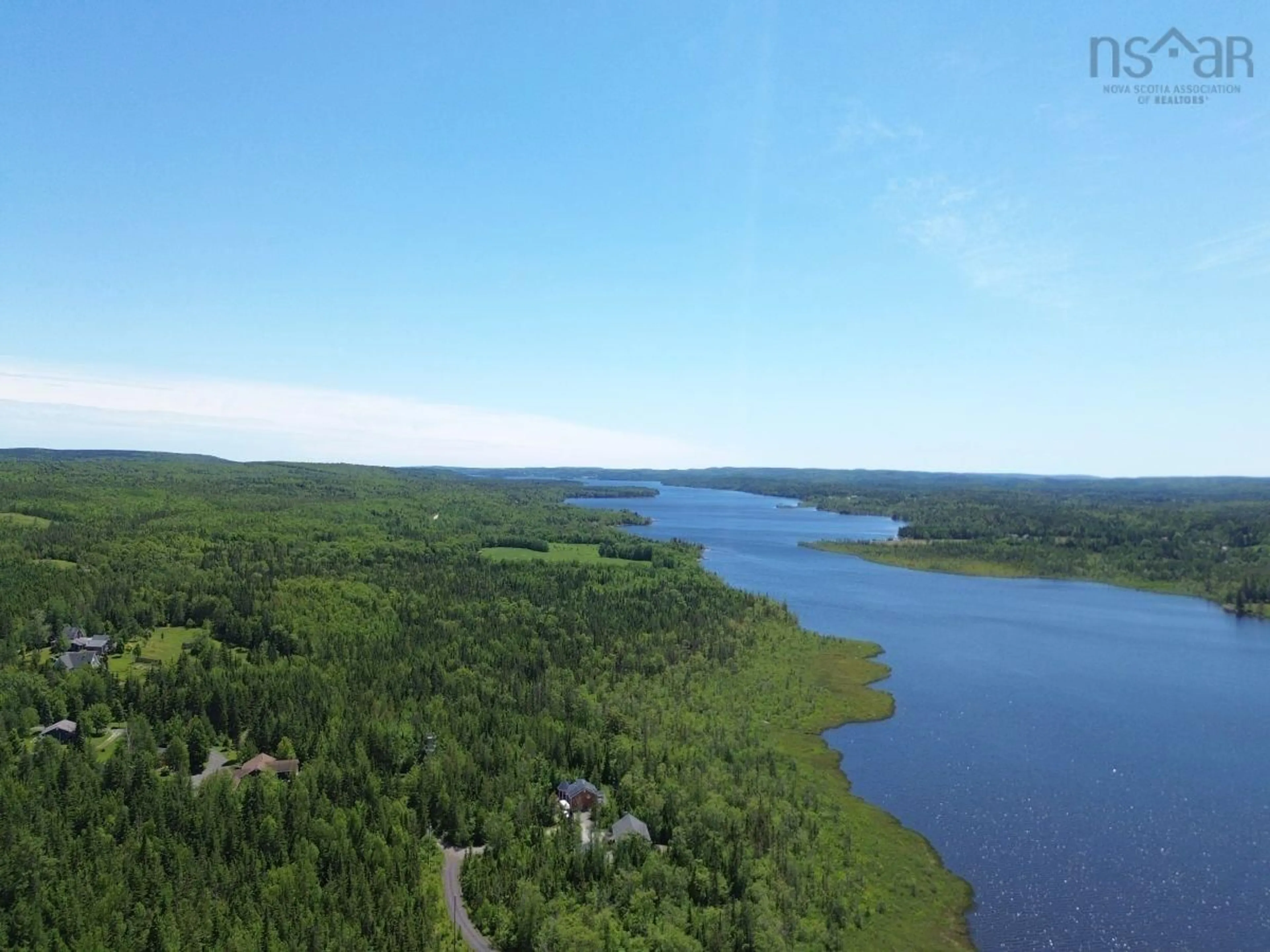 A pic from outside/outdoor area/front of a property/back of a property/a pic from drone, water/lake/river/ocean view for 74 Jack Daniels Lane, Juniper Mountain Nova Scotia B1K 0C2