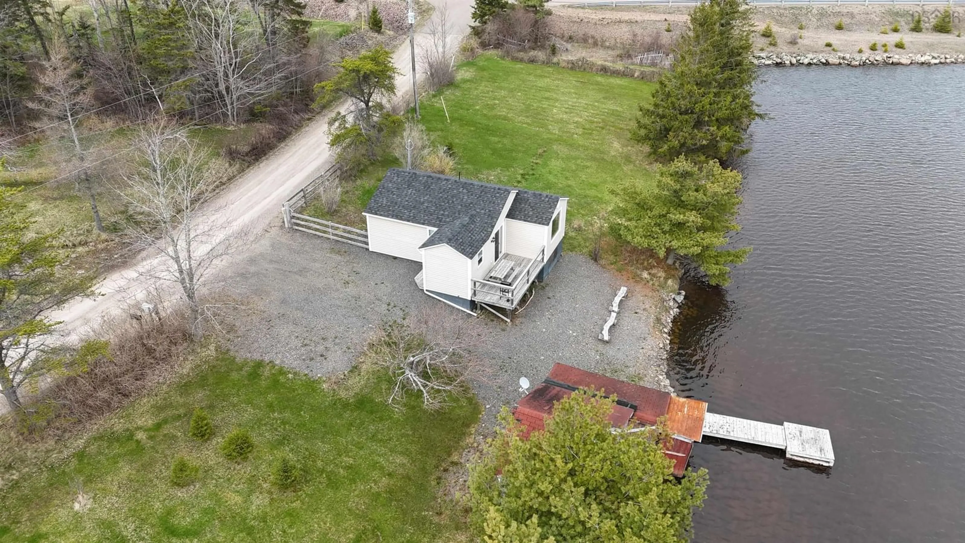 A pic from outside/outdoor area/front of a property/back of a property/a pic from drone, water/lake/river/ocean view for 118 Old Black River Rd, Dundee Nova Scotia B0E 3K0