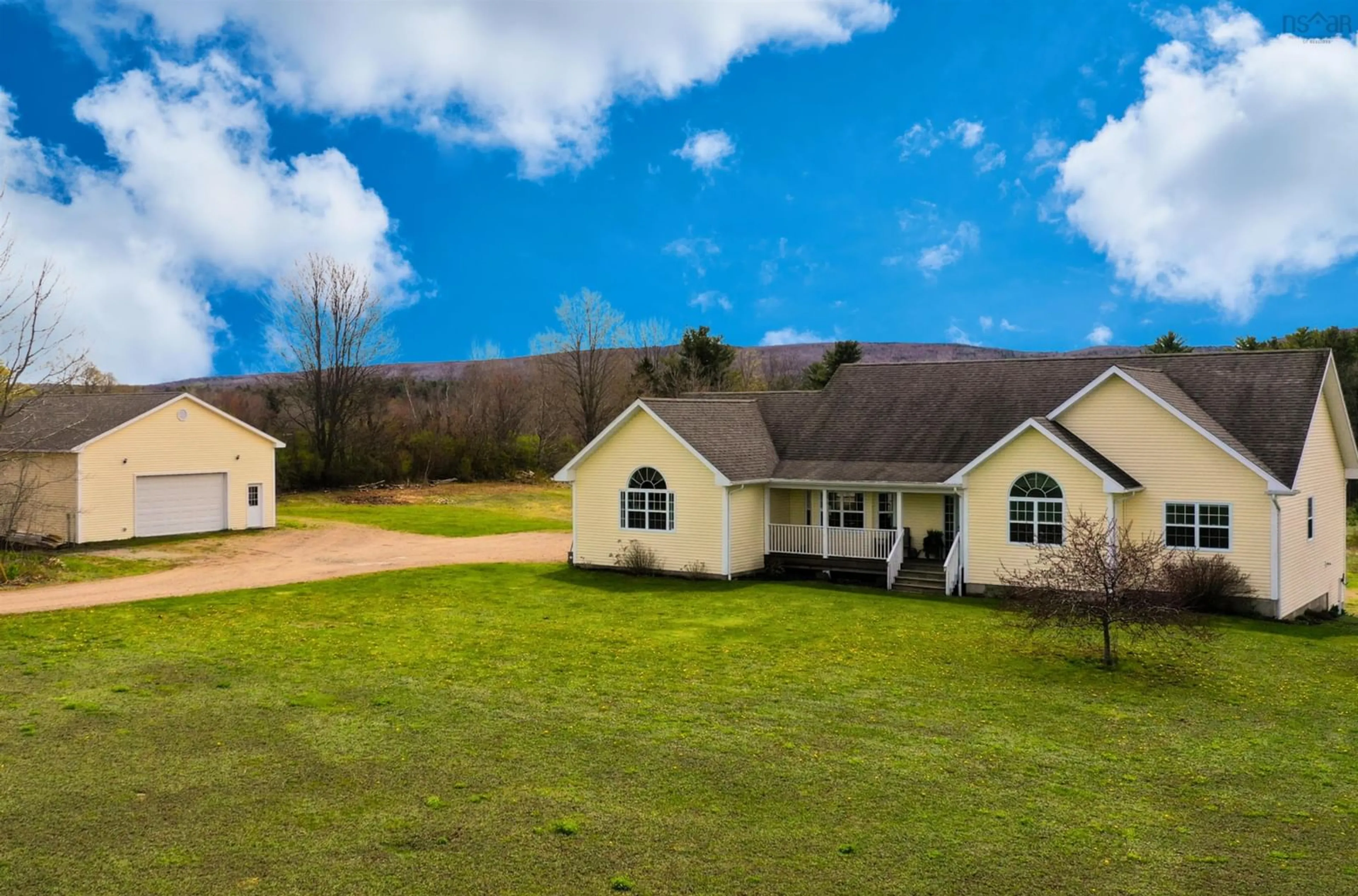 A pic from outside/outdoor area/front of a property/back of a property/a pic from drone, mountain view for 4768 Highway 1, South Berwick Nova Scotia B0P 1E0