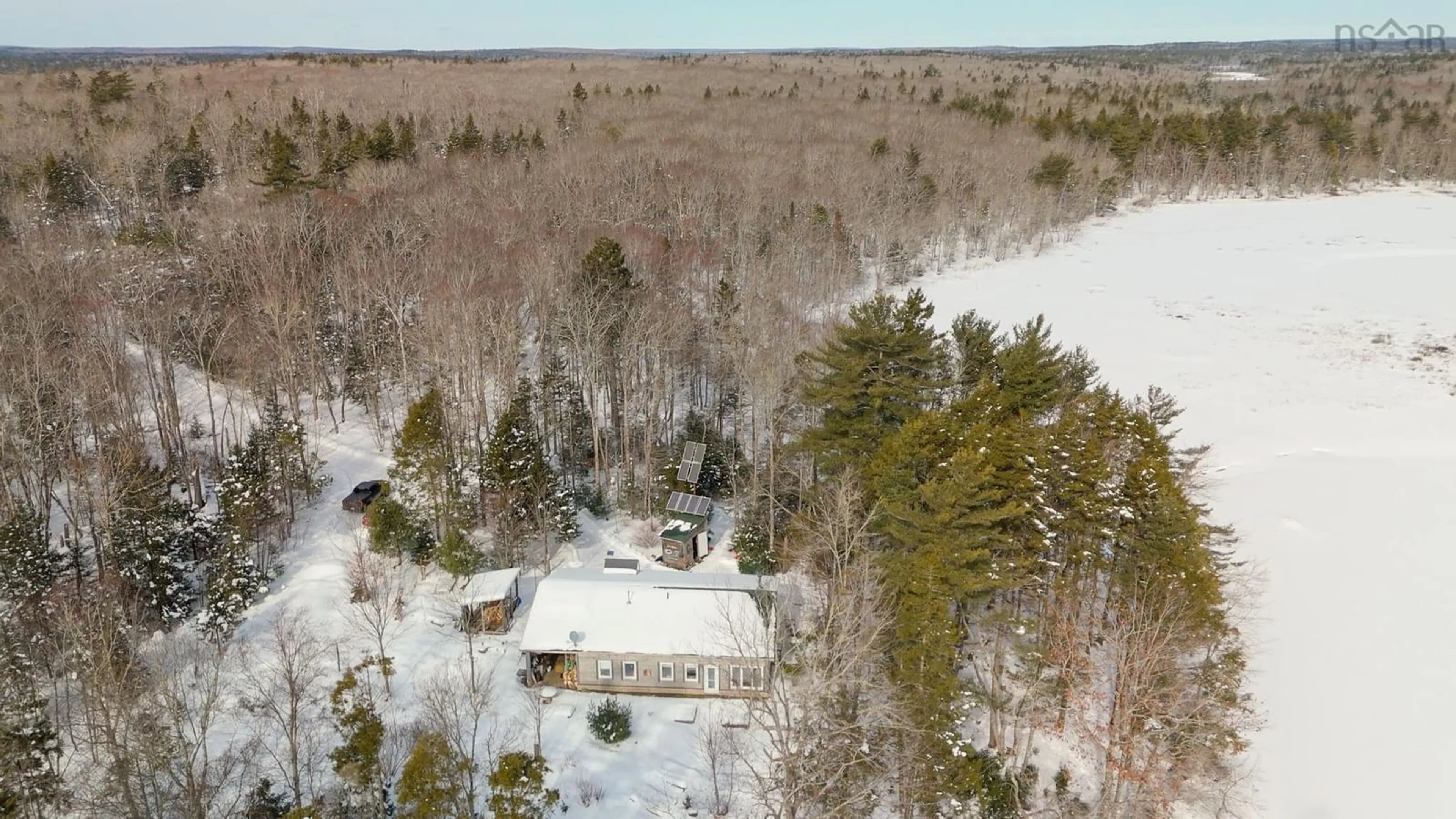 A pic from outside/outdoor area/front of a property/back of a property/a pic from drone, forest/trees view for 1542 Canaan Road Rd, Canaan Nova Scotia B0W 3M0