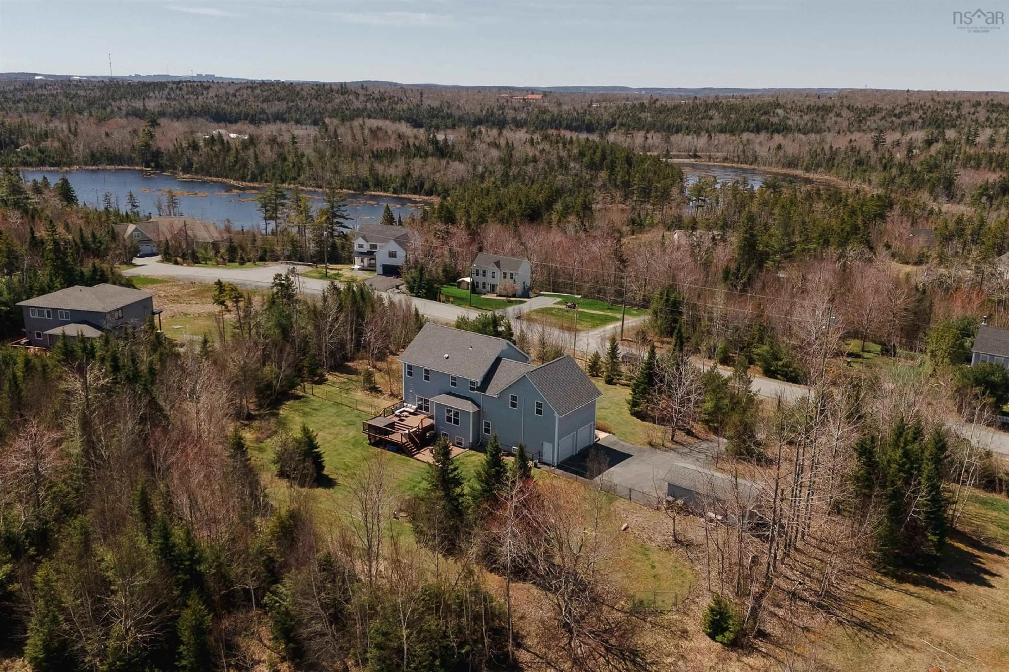A pic from outside/outdoor area/front of a property/back of a property/a pic from drone, water/lake/river/ocean view for 1017 Elise Victoria Dr, Windsor Junction Nova Scotia B2T 1L7