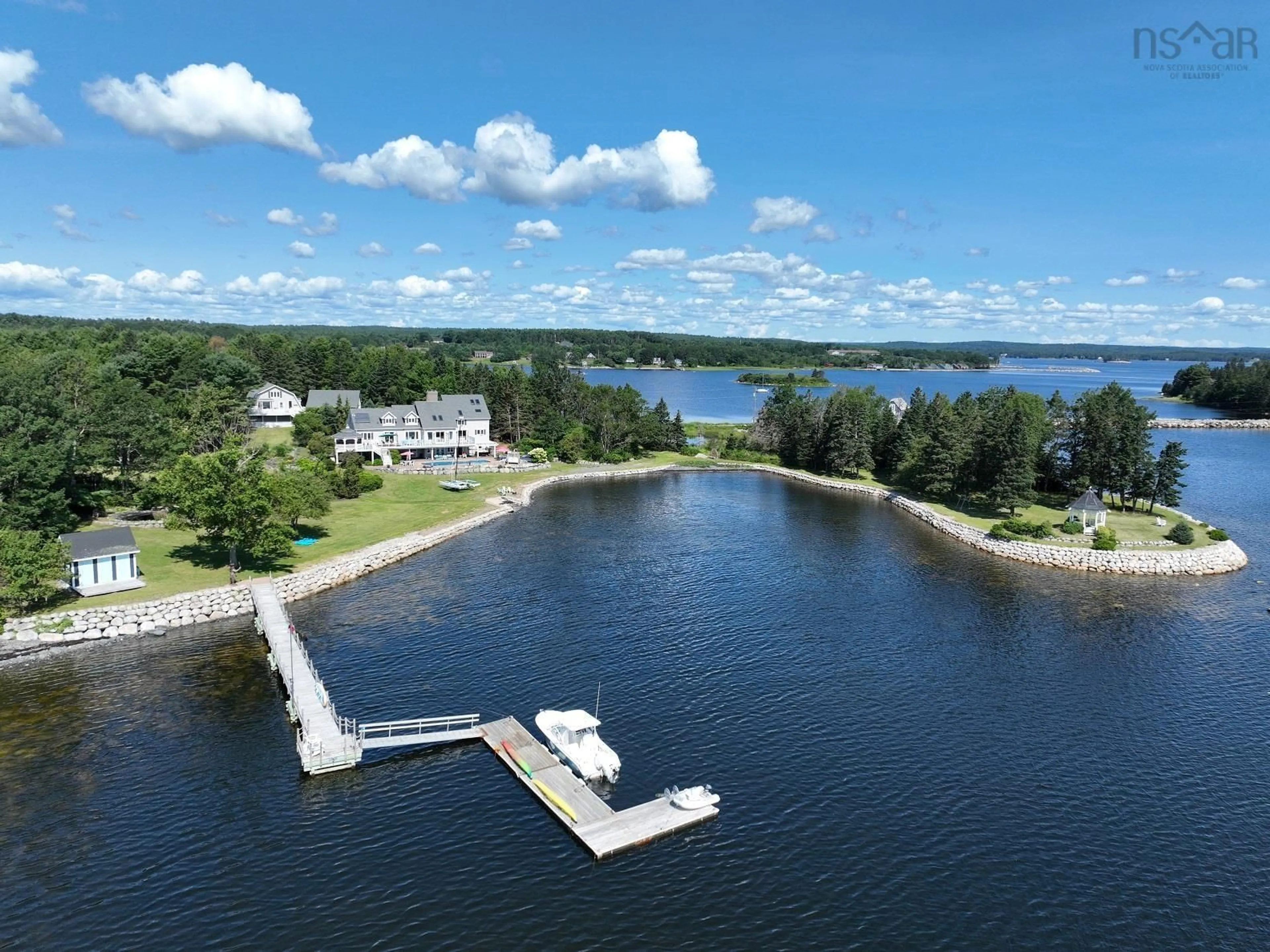 A pic from outside/outdoor area/front of a property/back of a property/a pic from drone, water/lake/river/ocean view for 226 Crandall Rd, Martins Point Nova Scotia B0J 2E0